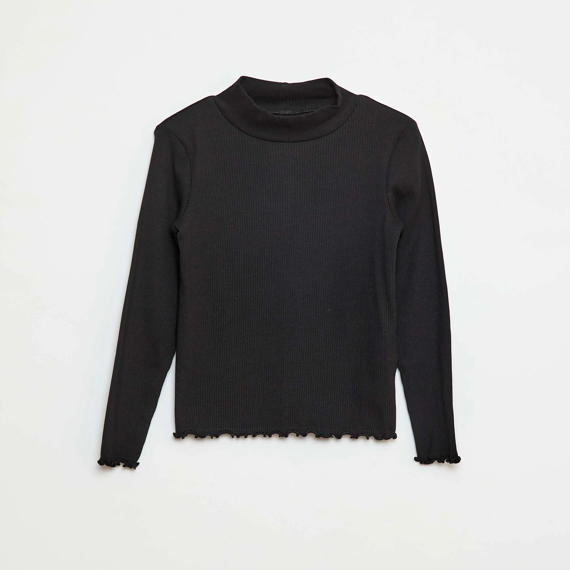 Ribbed Roll Neck Jumper BLACK