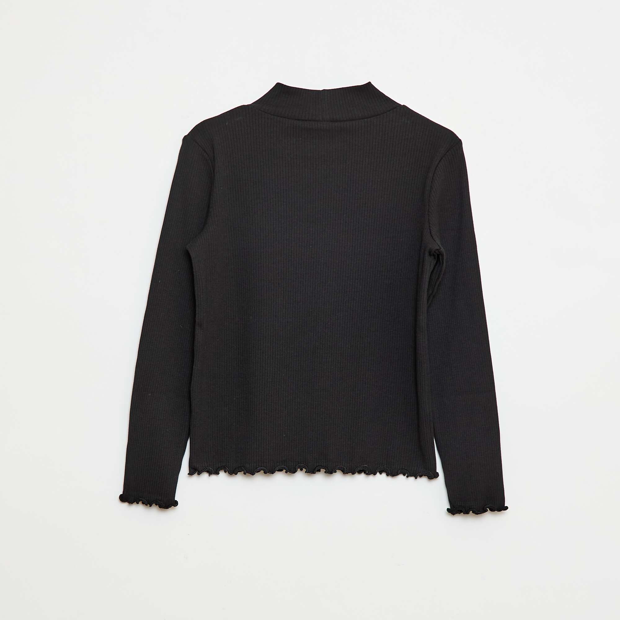 Ribbed Roll Neck Jumper BLACK - Image 2