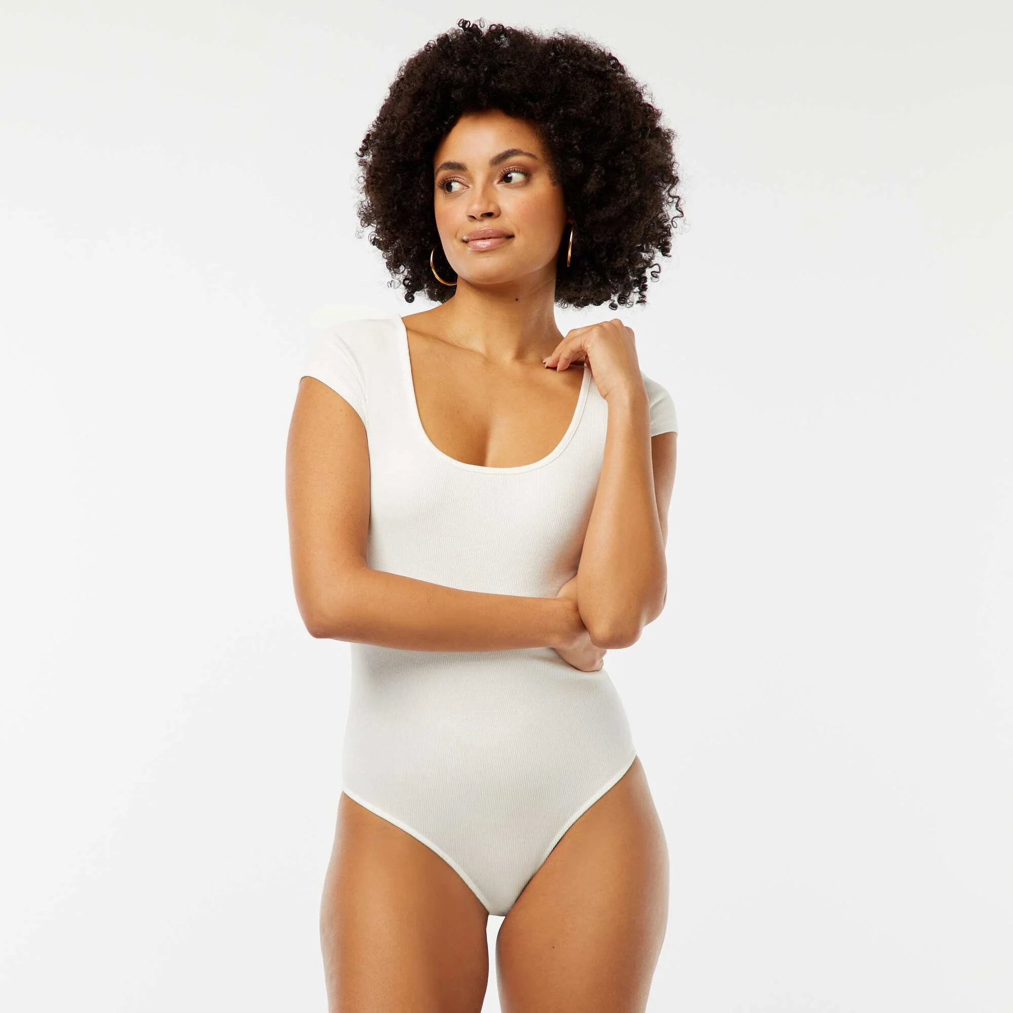 Ribbed Short-Sleeve Bodysuit WHITE - Image 2