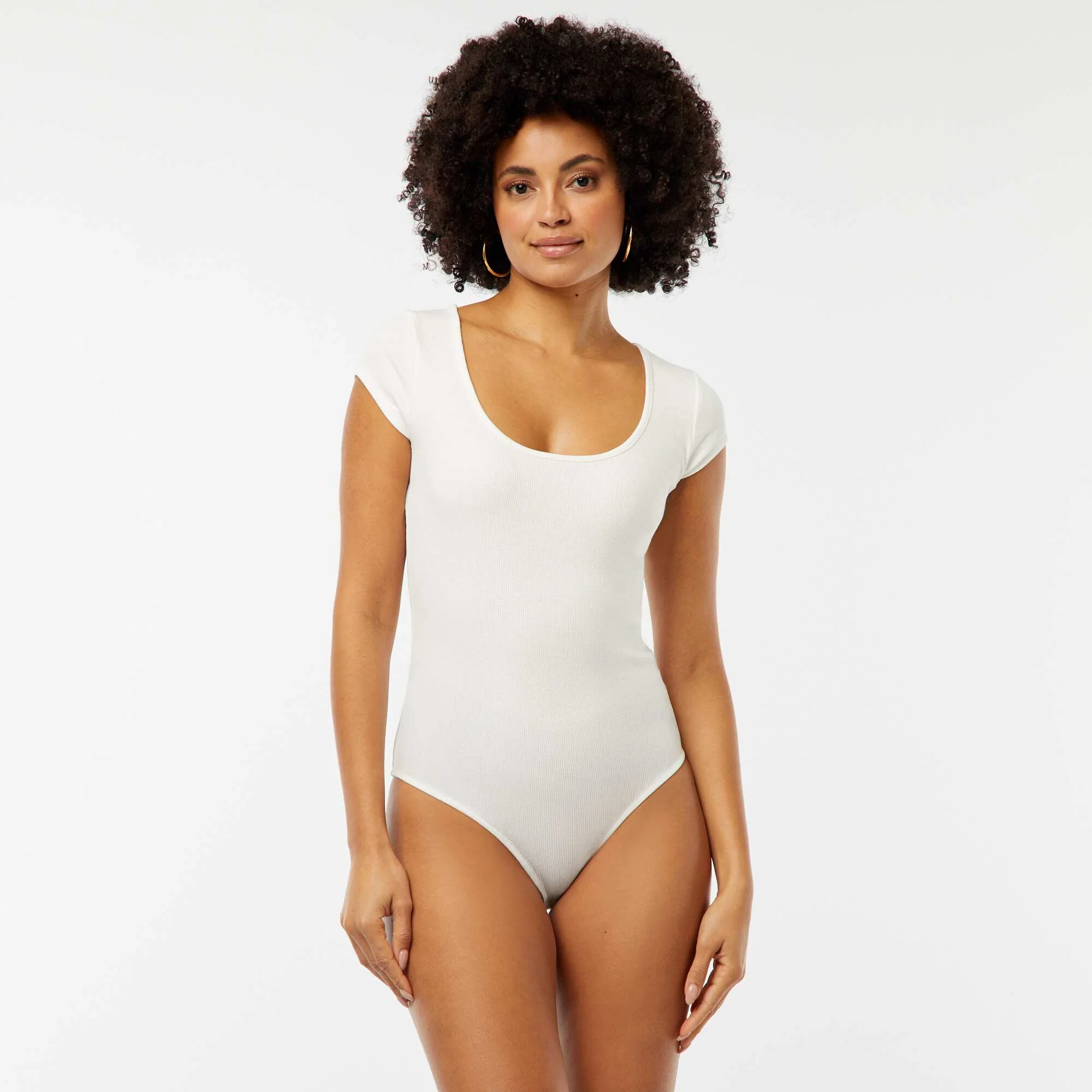 Ribbed Short-Sleeve Bodysuit WHITE - Image 5