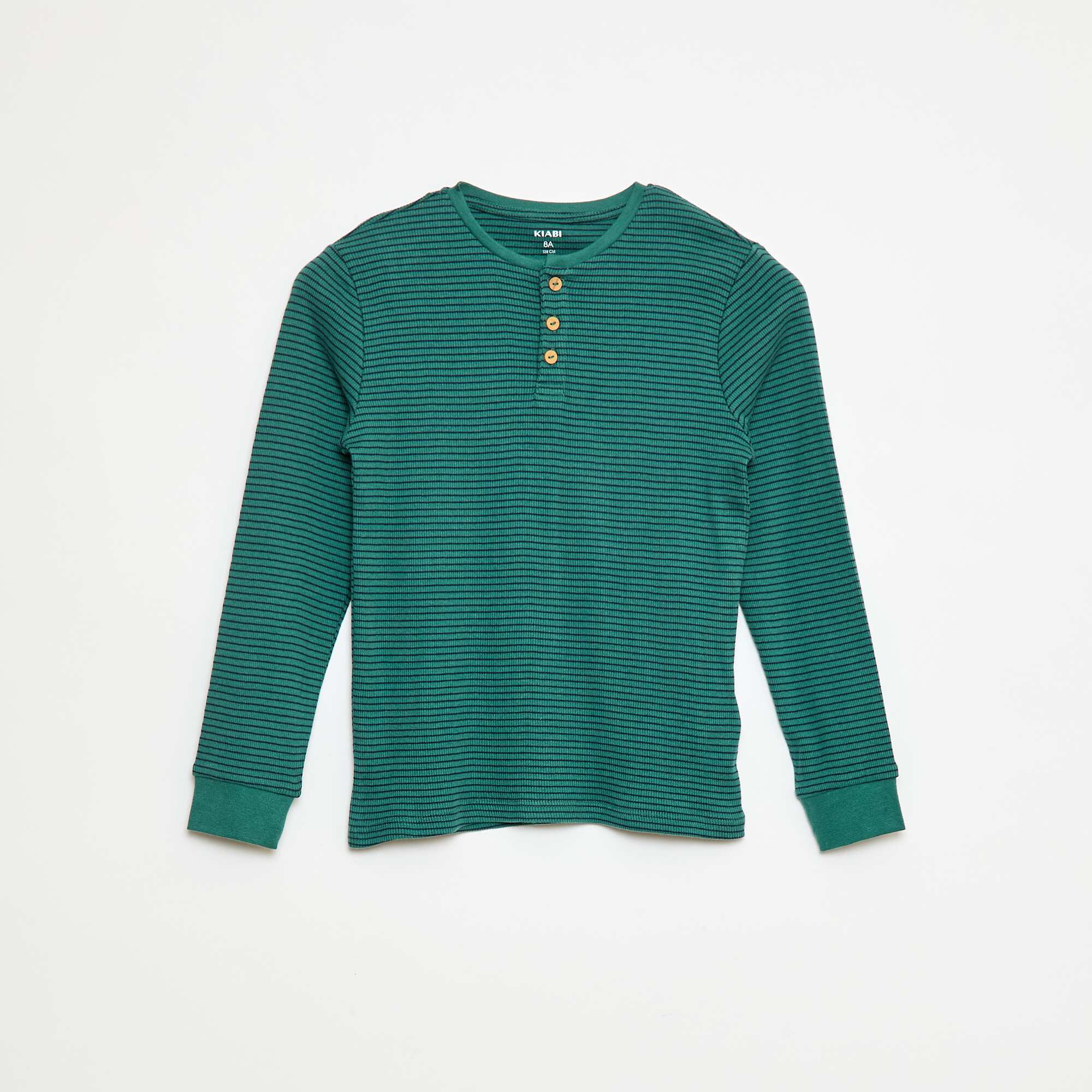 Ribbed T-shirt & Pants Pajama Set - 2 pieces GREEN - Image 2