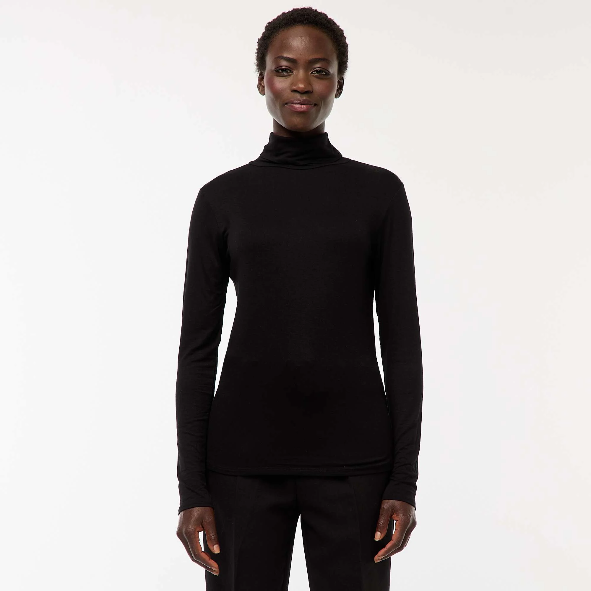 Roll Neck Long Sleeve Top BLACK - Image 3