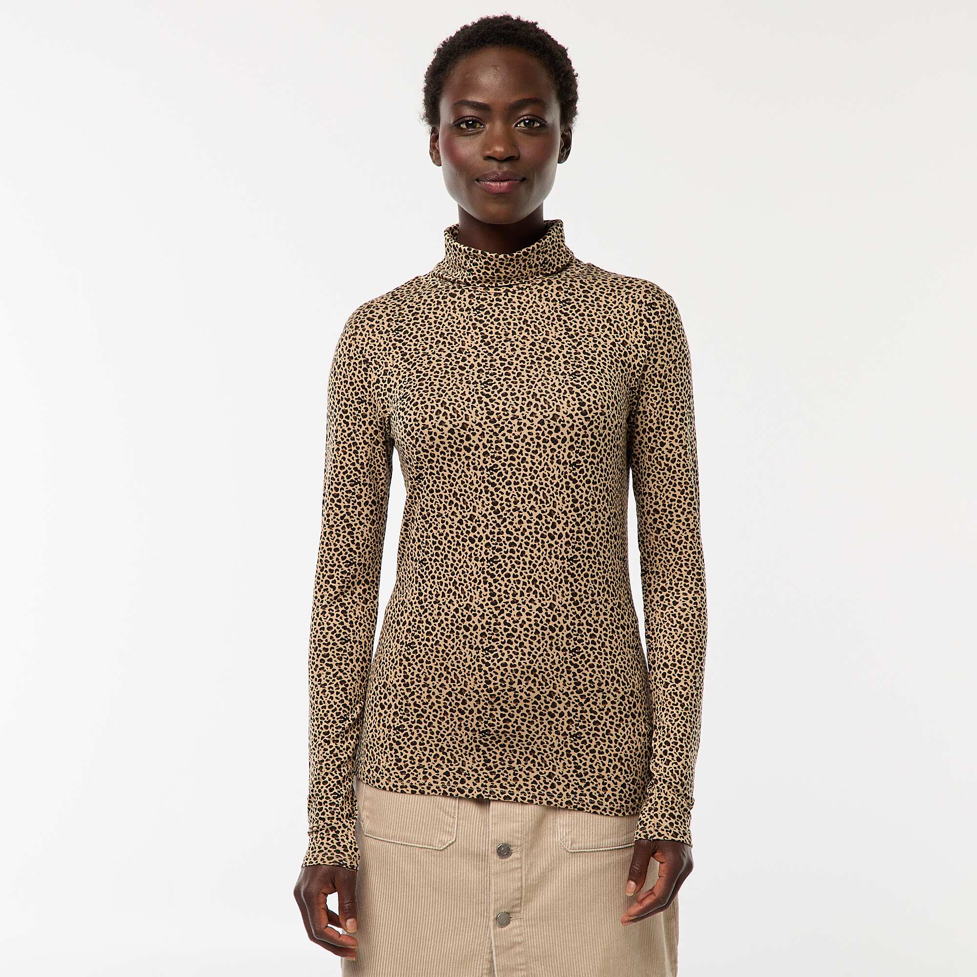 Roll-neck Long-Sleeved Top BEIGE - Image 3