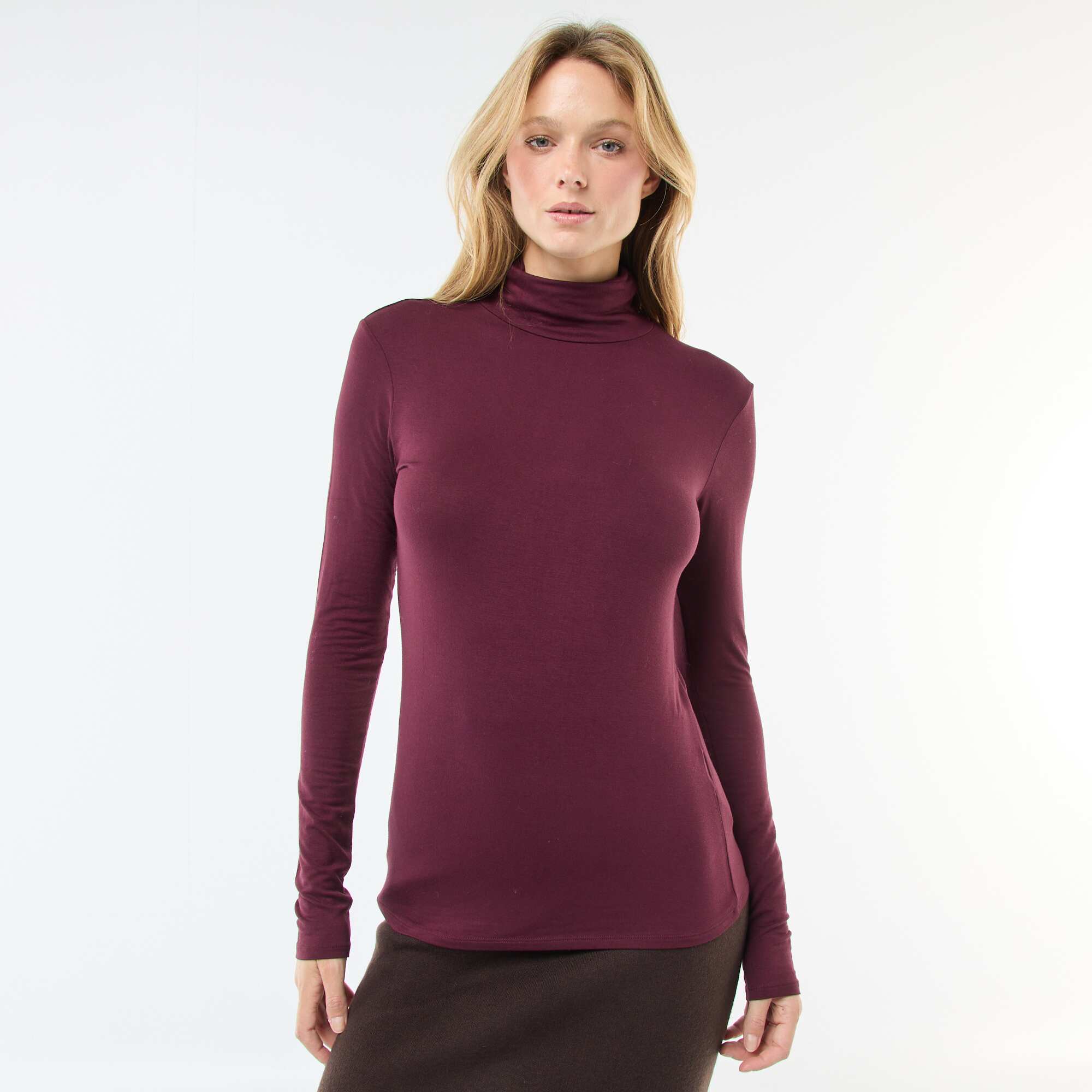 Roll-neck Long-Sleeved Top RED - Image 3