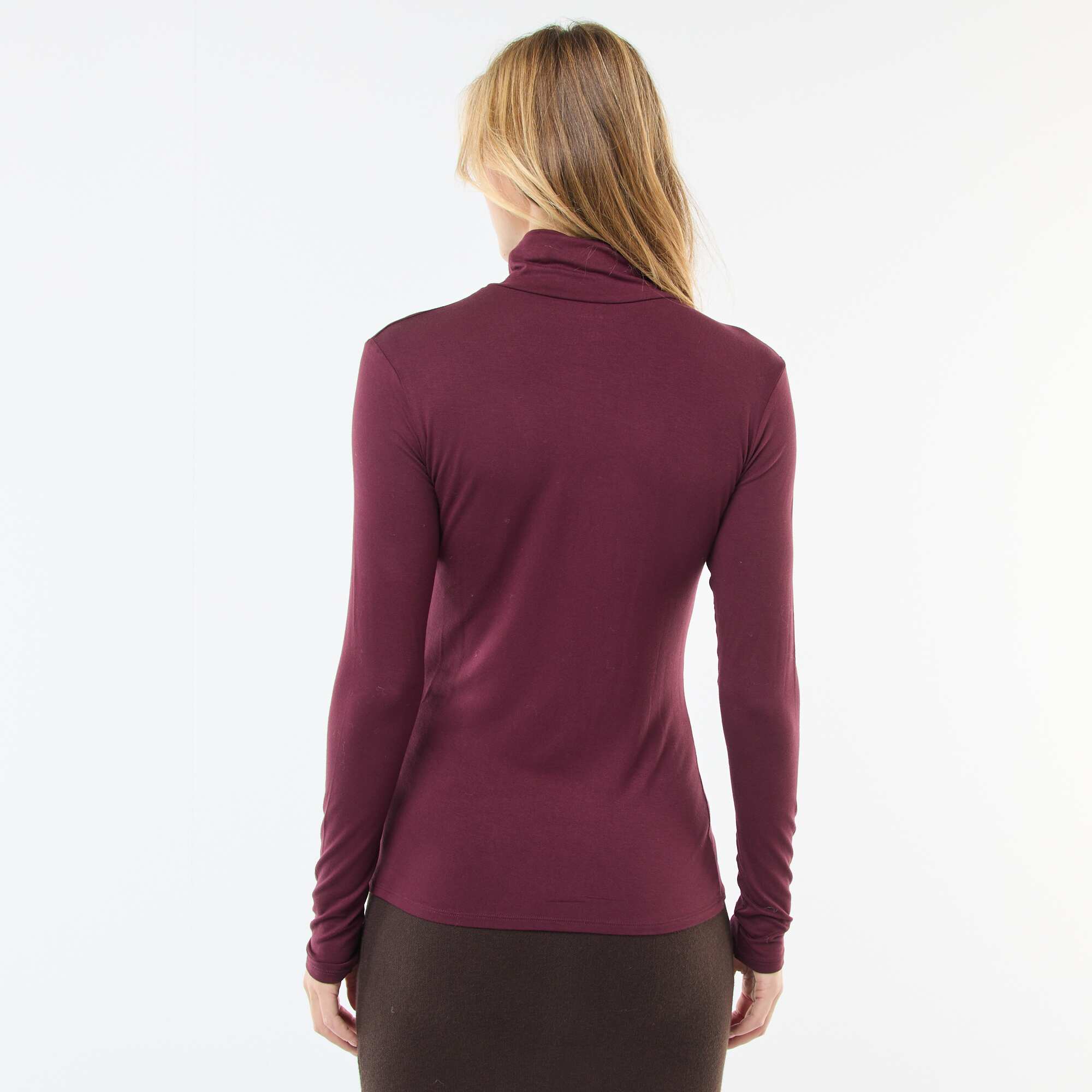 Roll-neck Long-Sleeved Top RED - Image 4