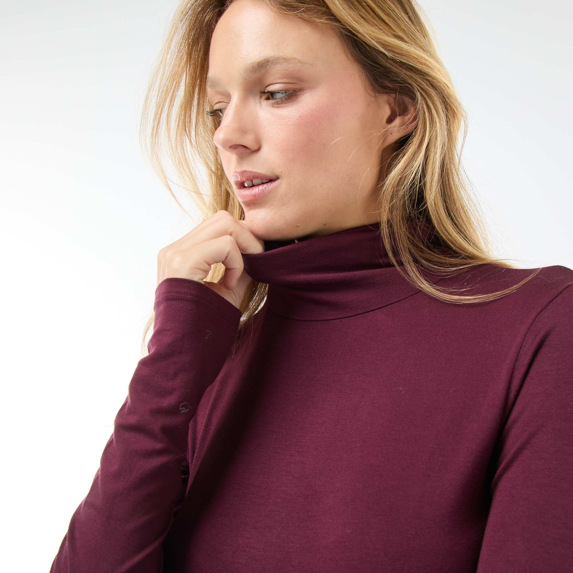 Roll-neck Long-Sleeved Top RED - Image 5