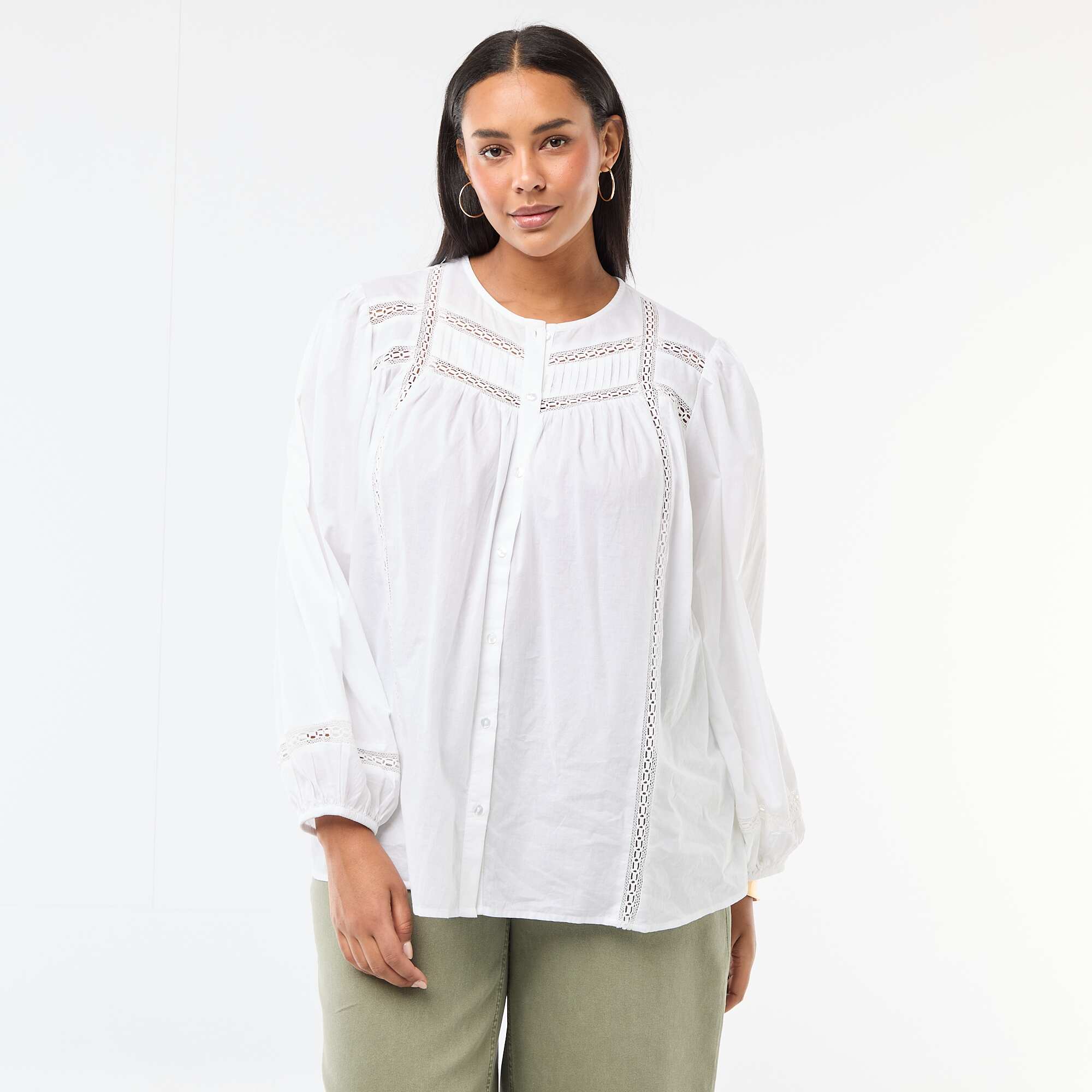 Romantic Cotton Shirt WHITE - Image 3