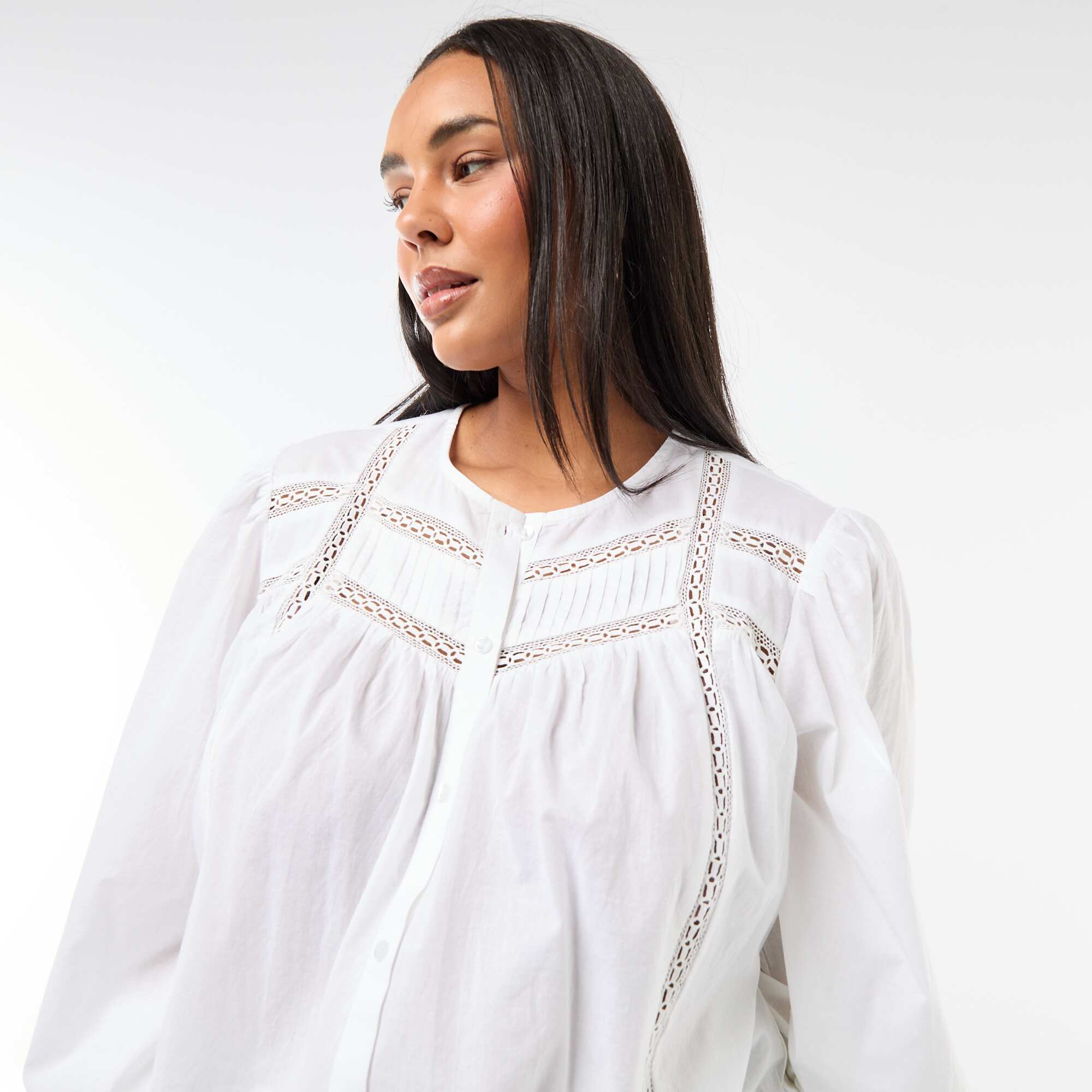 Romantic Cotton Shirt WHITE - Image 5