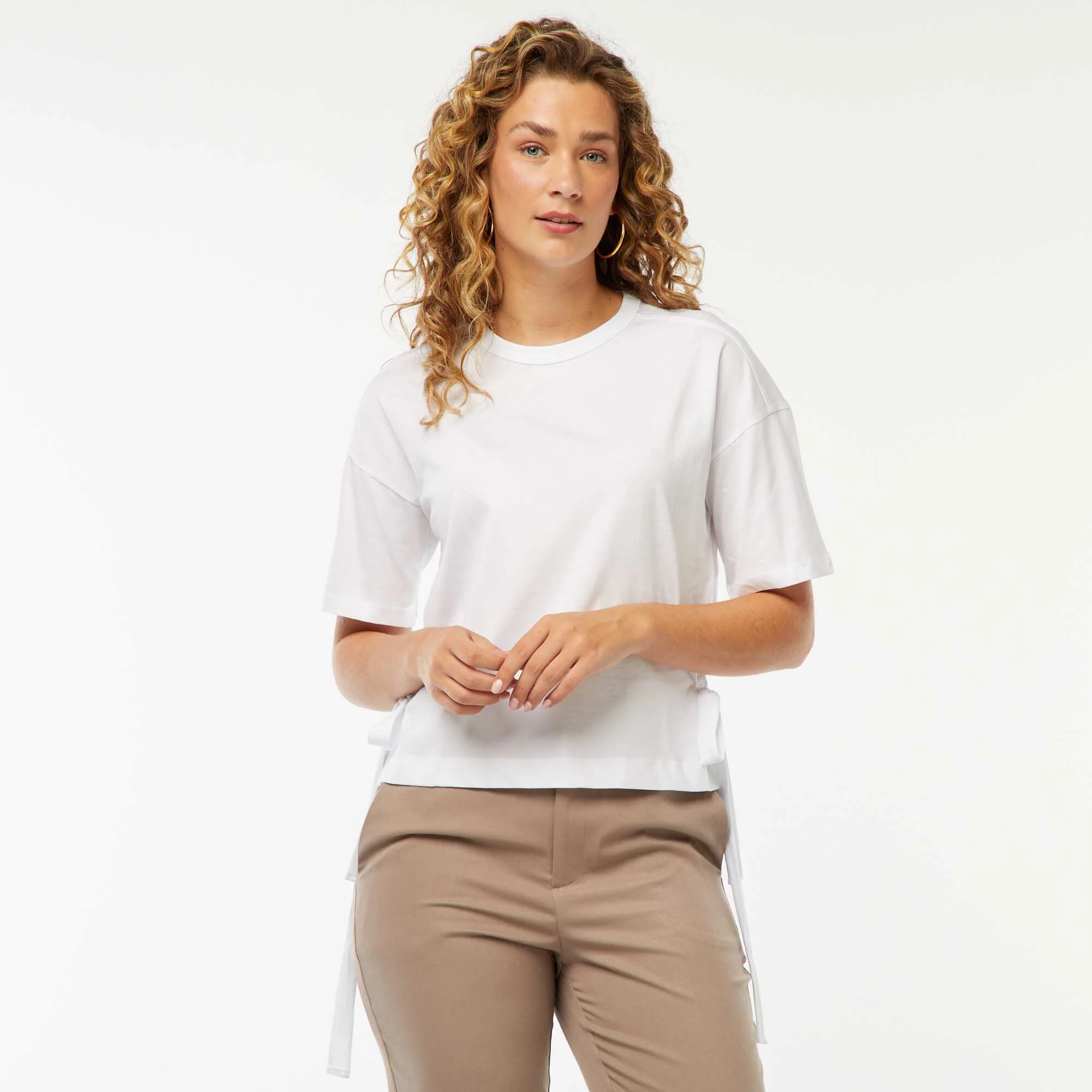 Roomy T-shirt with bows WHITE