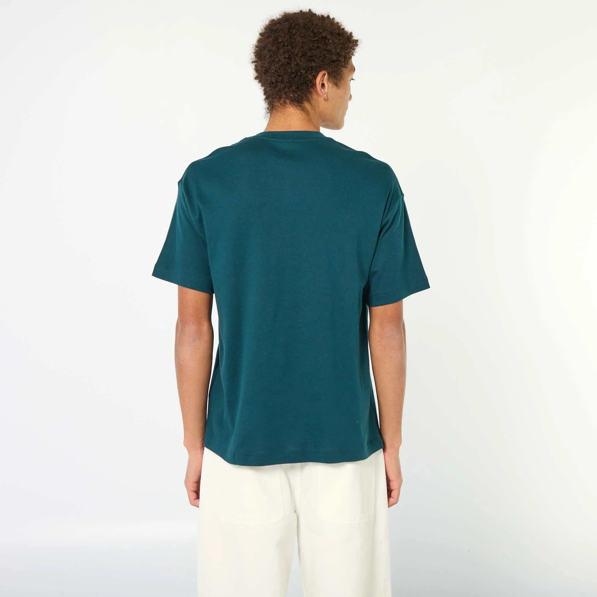 Round neck cotton T-shirt BLUE - Image 3