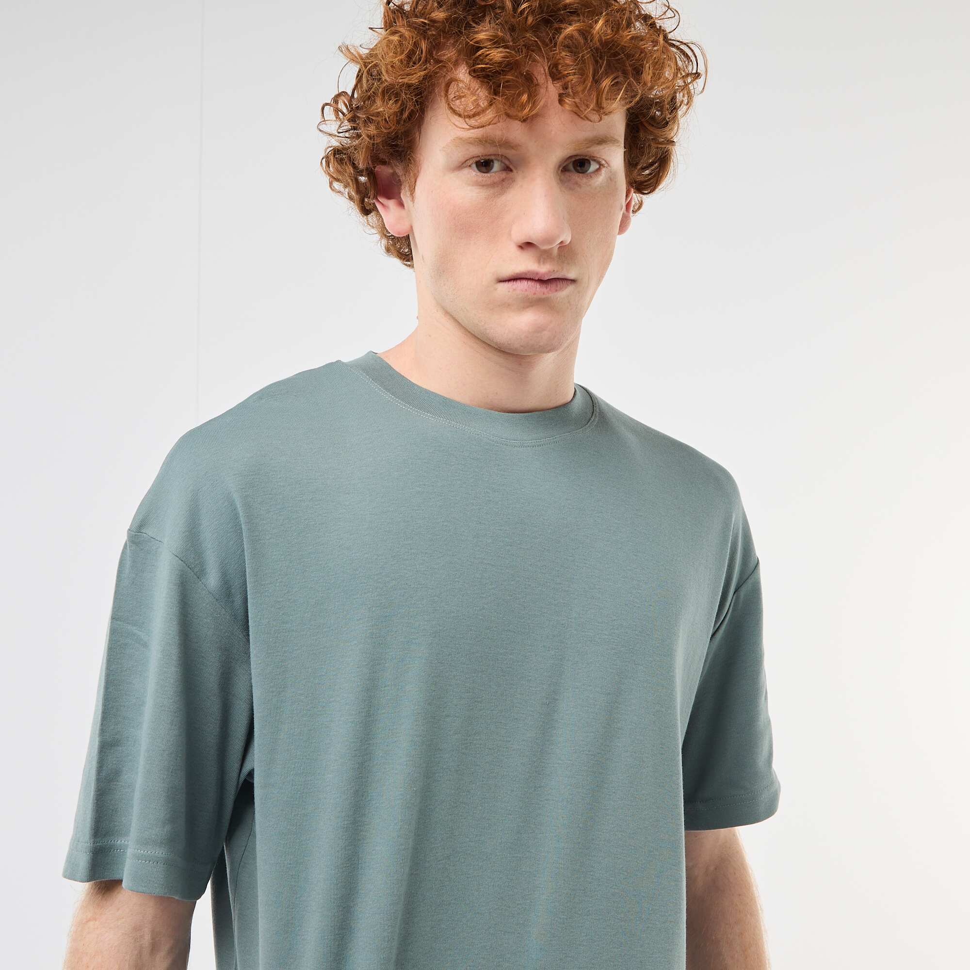 Round neck cotton T-shirt BLUE - Image 4