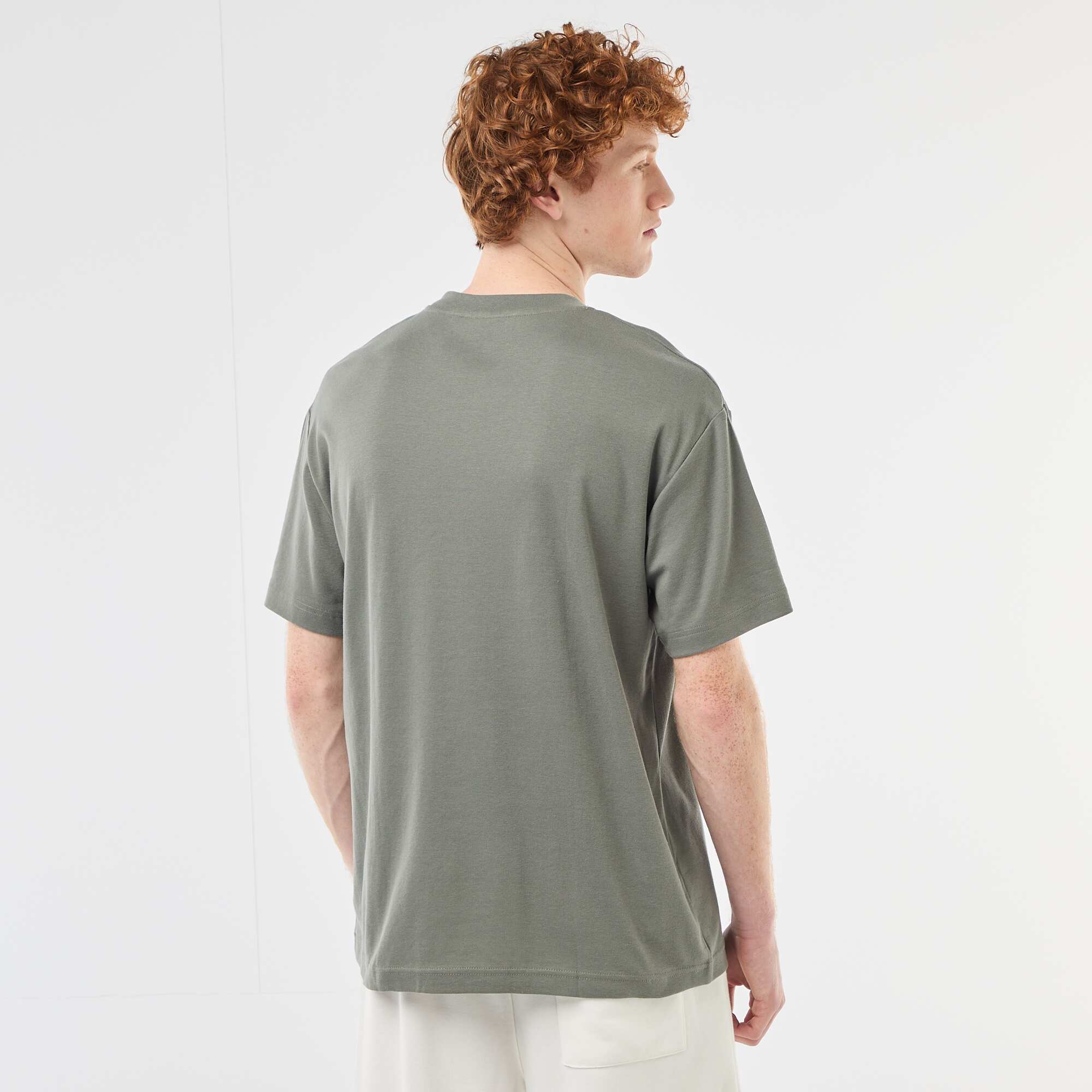 Round neck cotton T-shirt KHAKI - Image 3