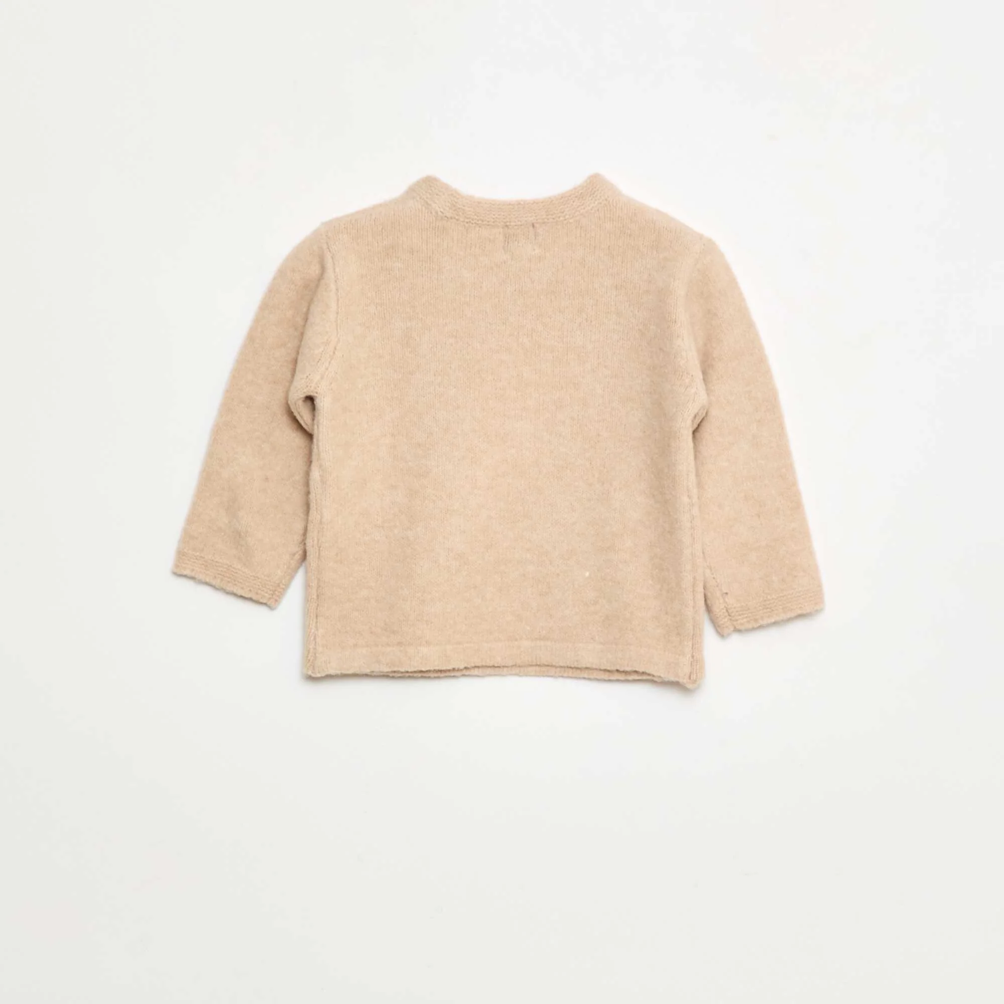 Round Neck Sweater with Embroidery BEIGE - Image 4