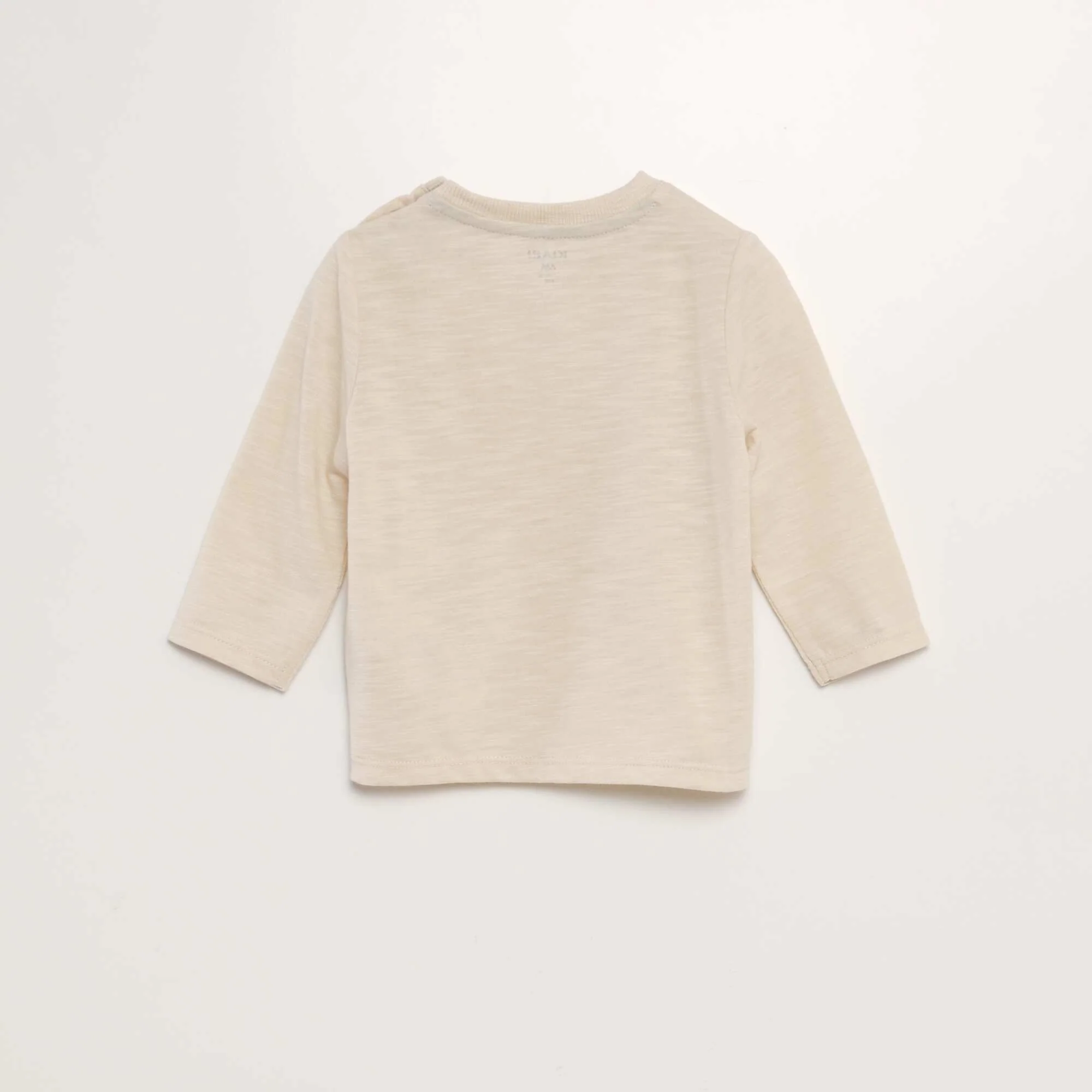 Round neck T-shirt with pocket BEIGE - Image 2