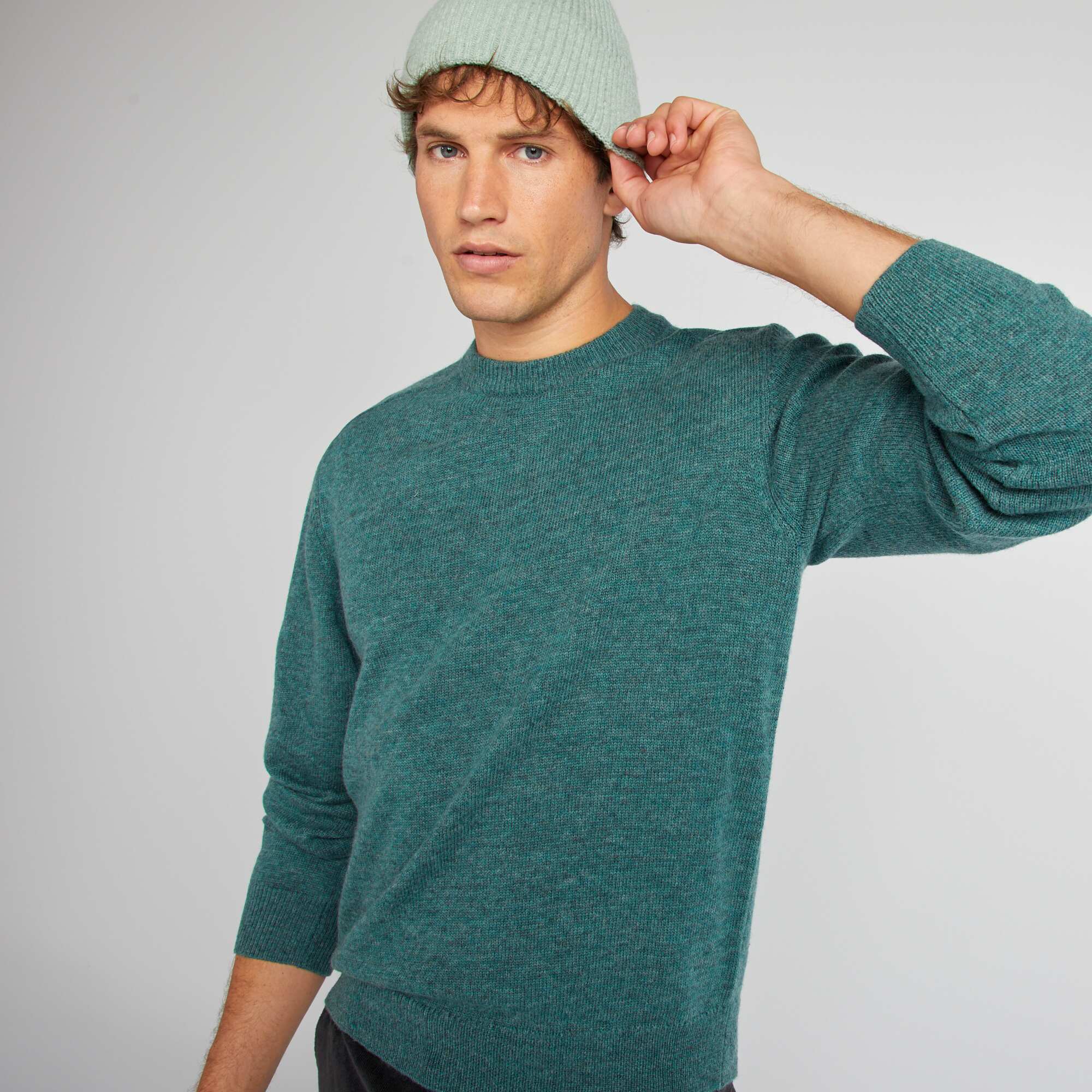 Round-neck wool sweater GREEN - Image 4