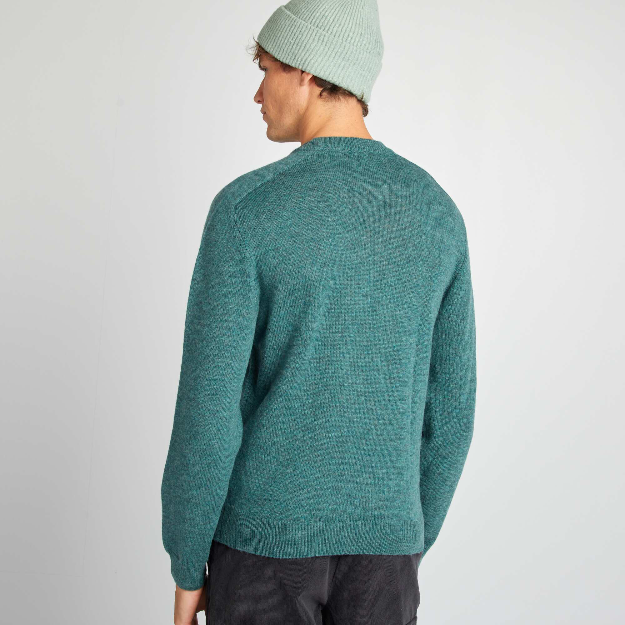 Round-neck wool sweater GREEN - Image 5