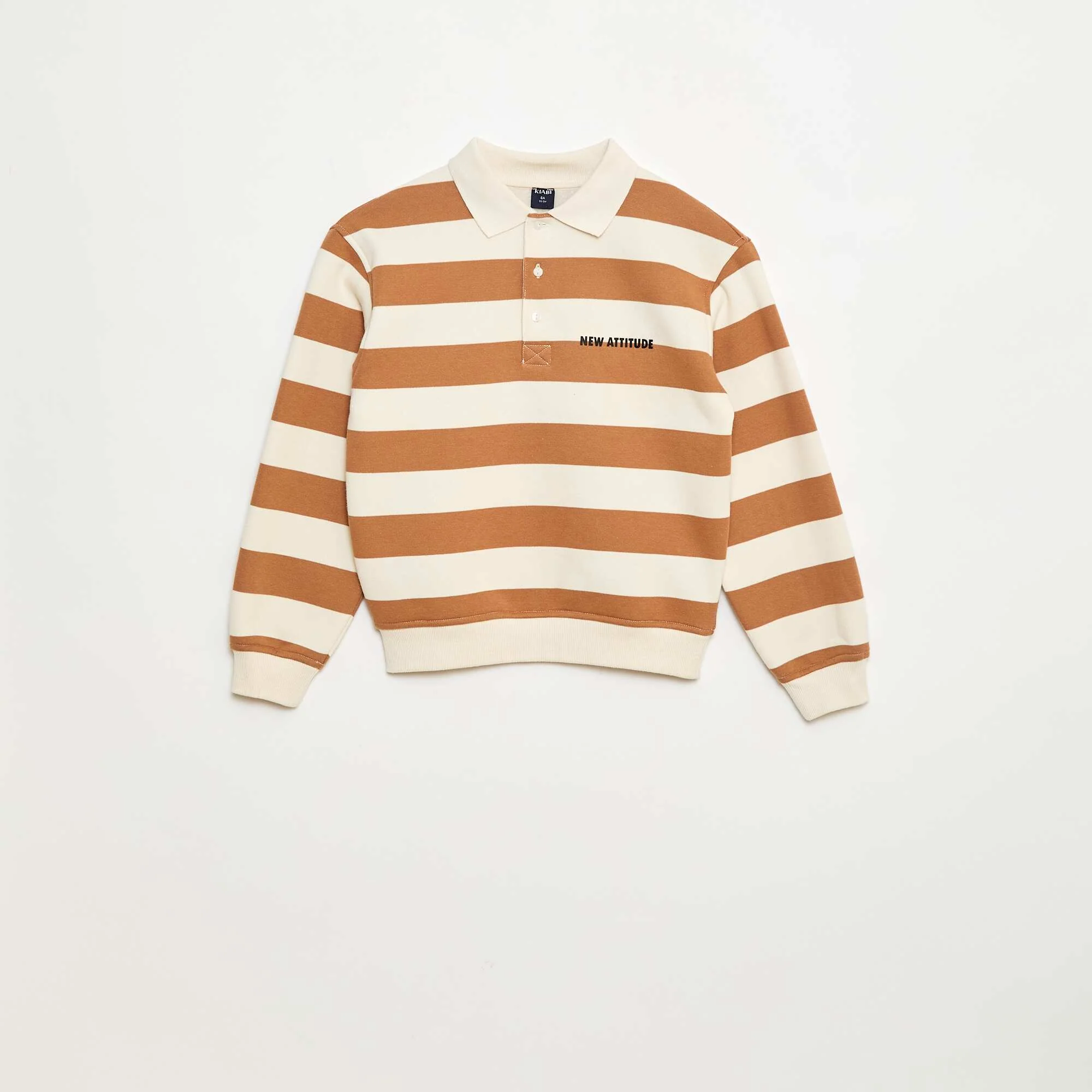 Round polo collar sweatshirt BEIGE