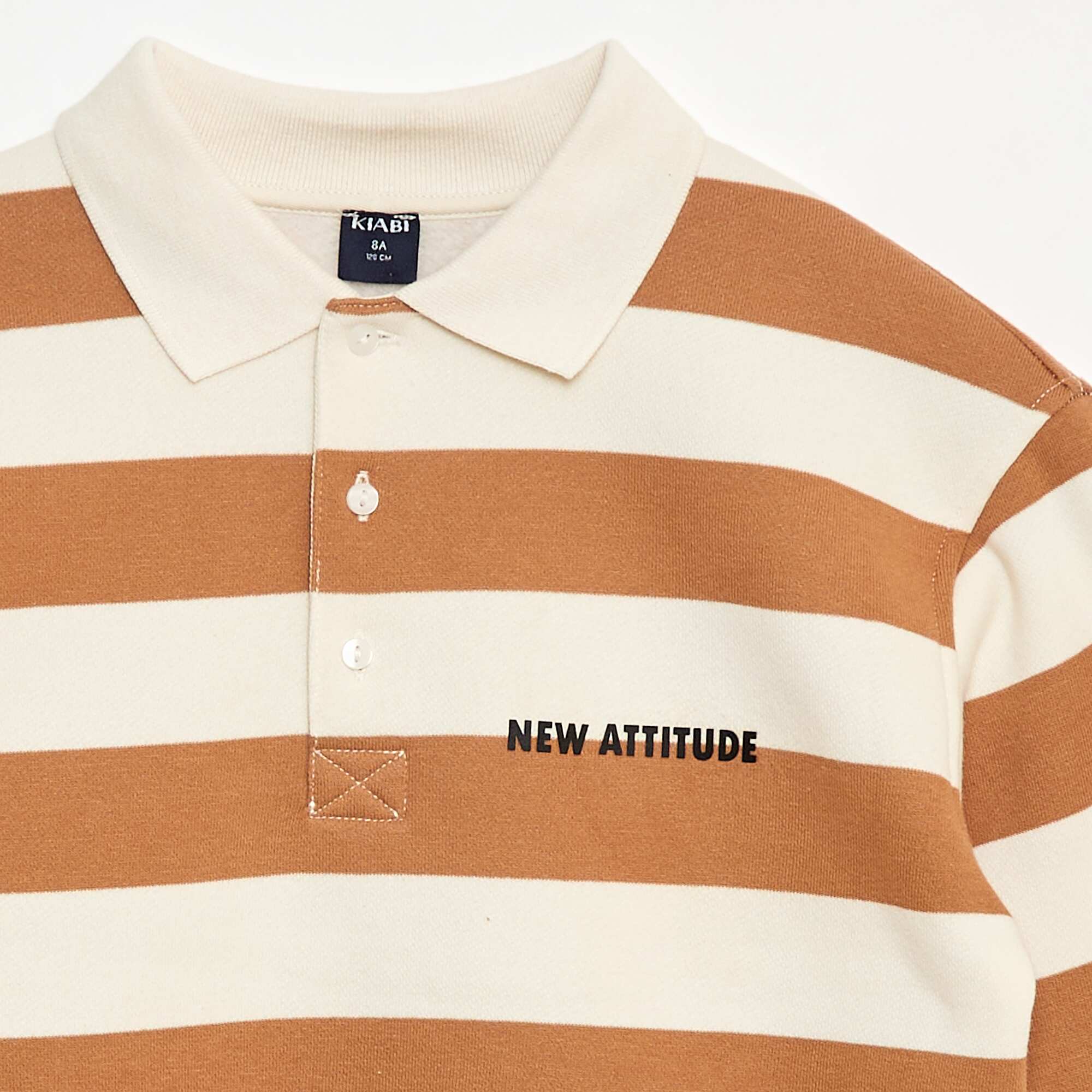 Round polo collar sweatshirt BEIGE - Image 2