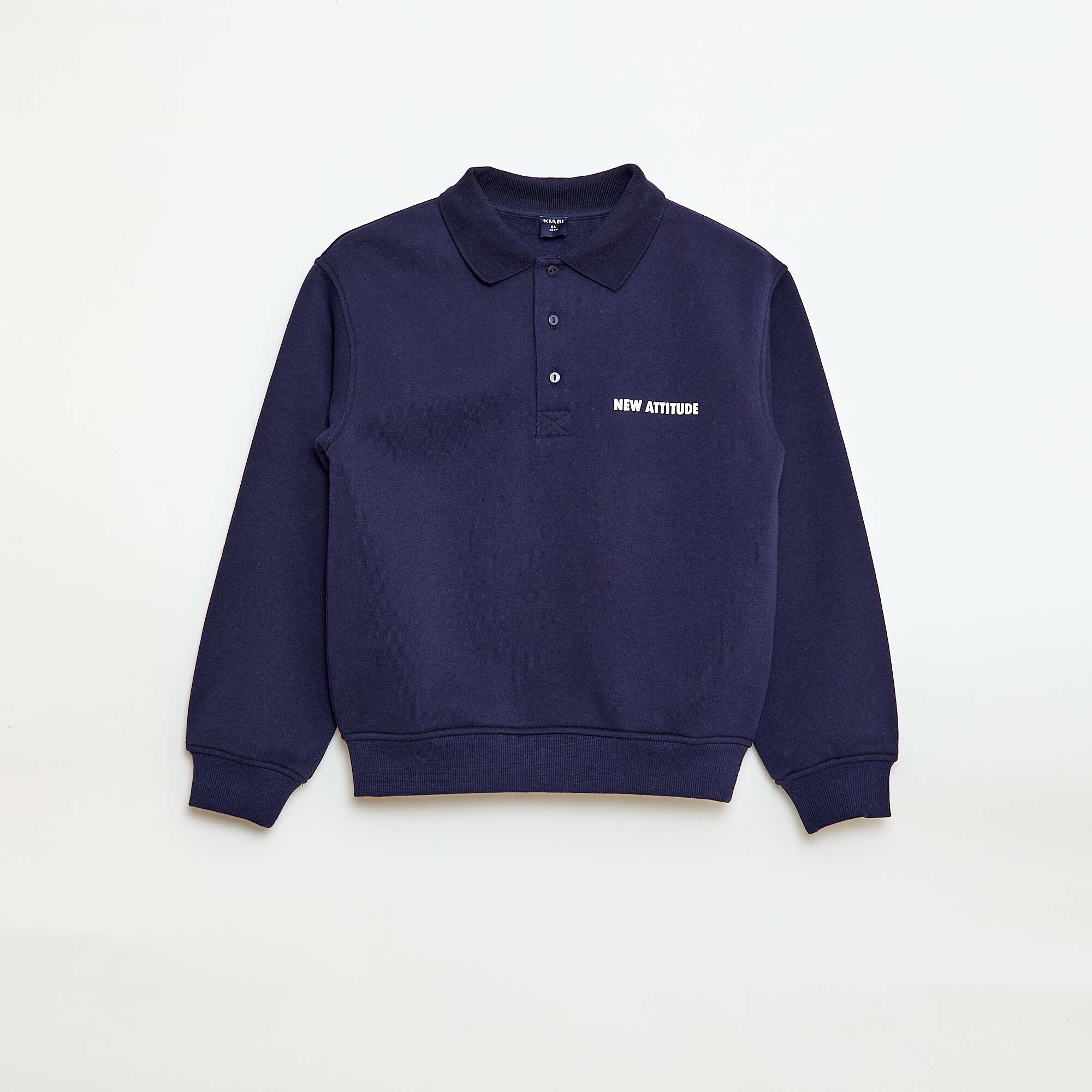Round polo collar sweatshirt BROWN