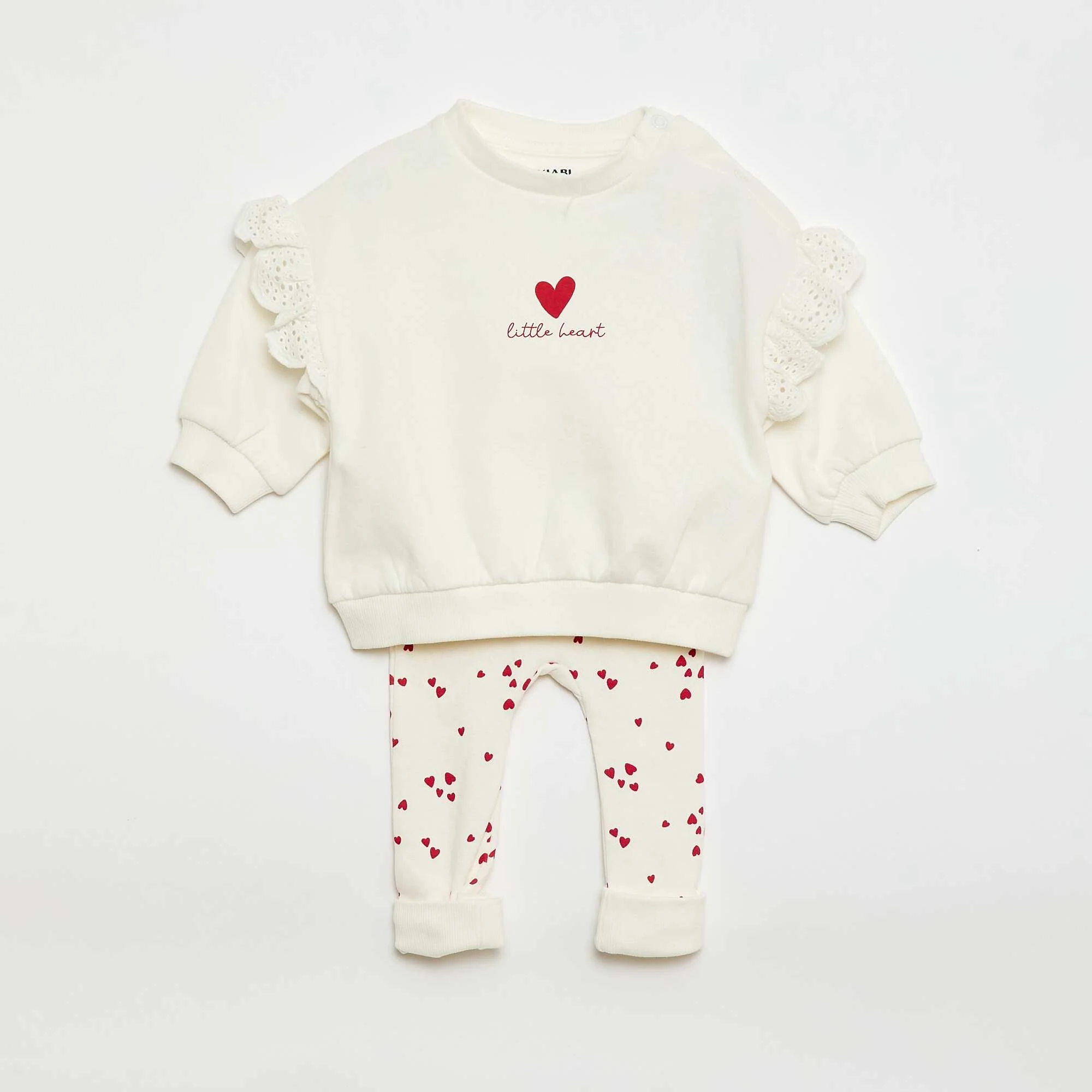 Ruffled Sweatshirt & Joggers Set - 2 Piece BEIGE
