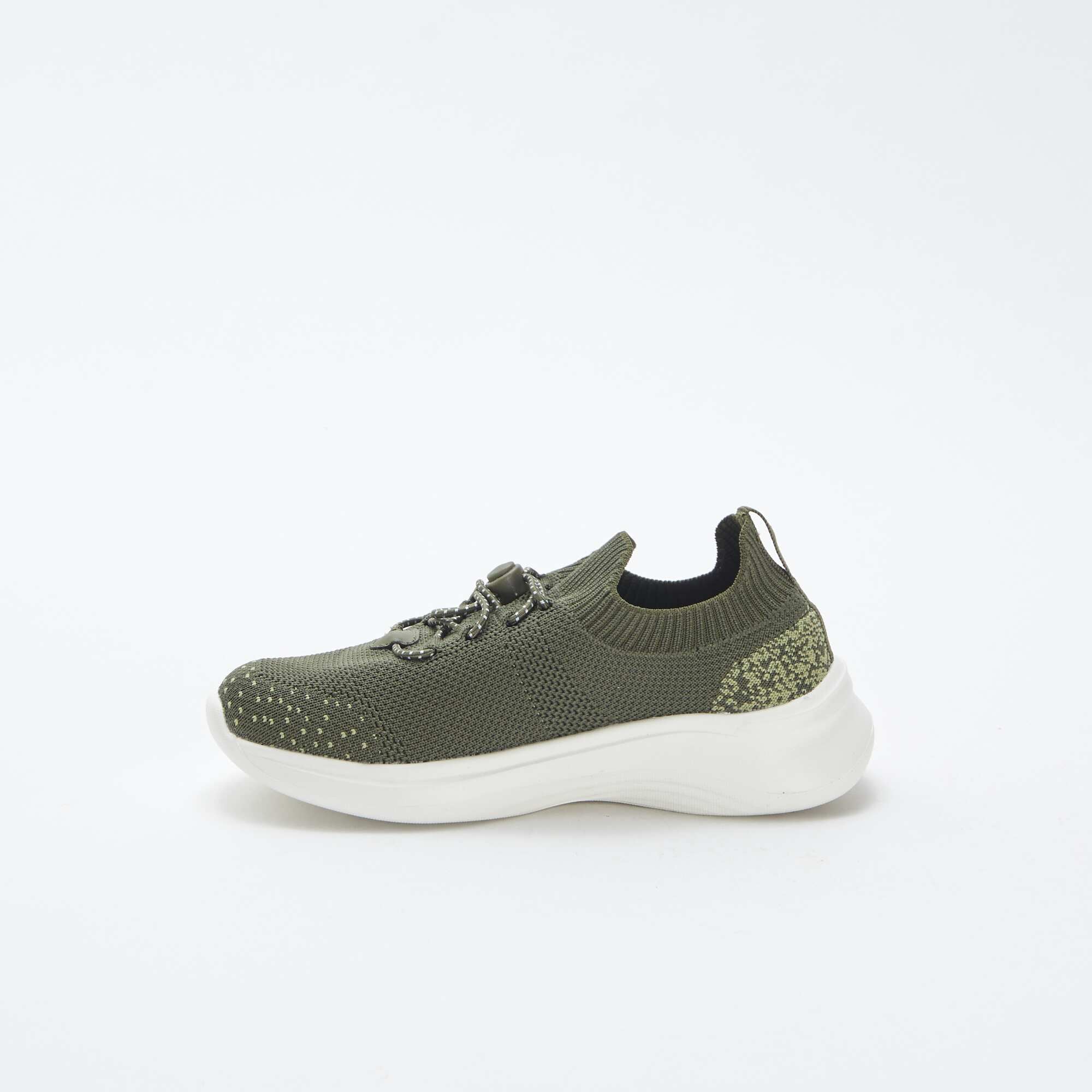 Running shoes with elasticated laces KHAKI - Image 4