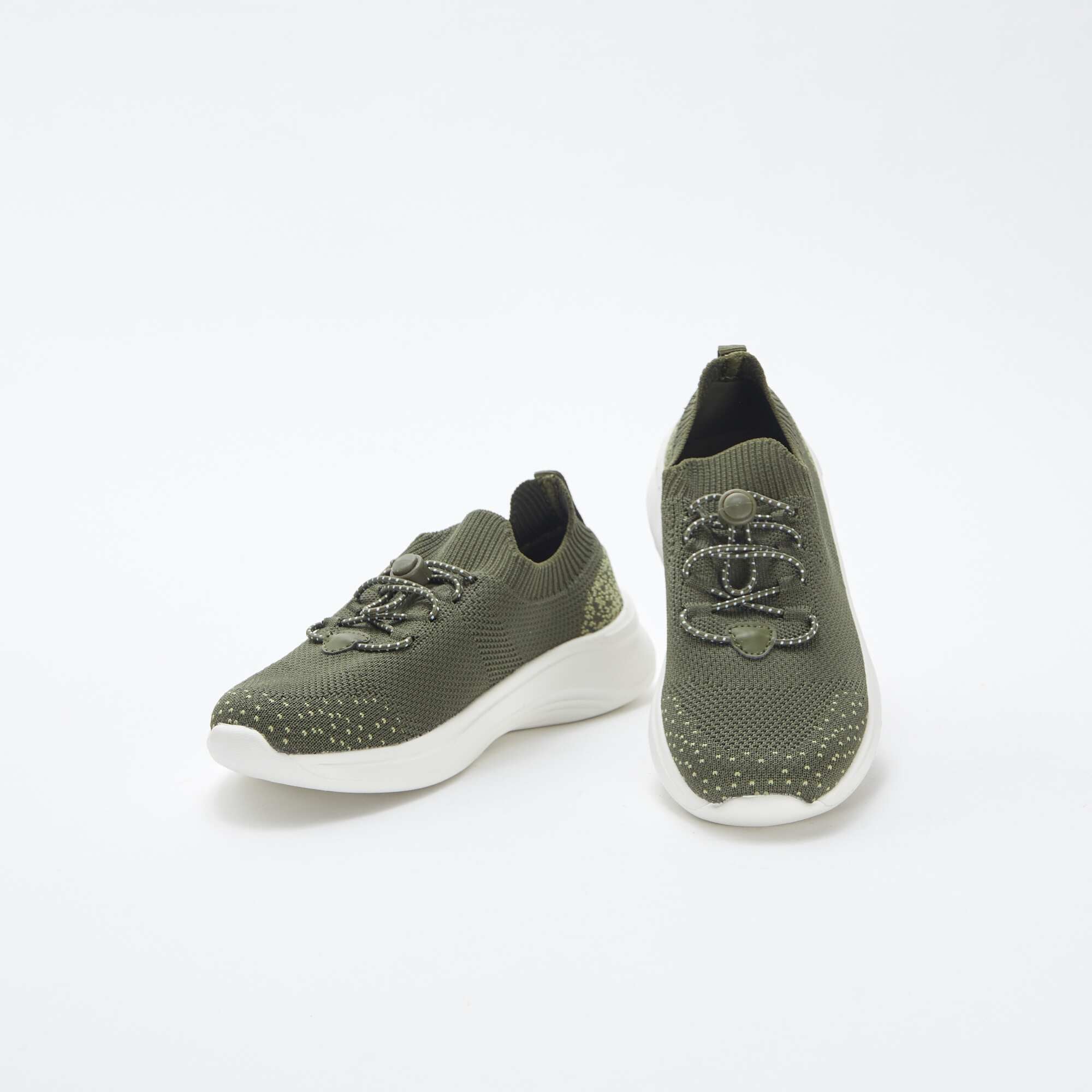 Running shoes with elasticated laces KHAKI - Image 5