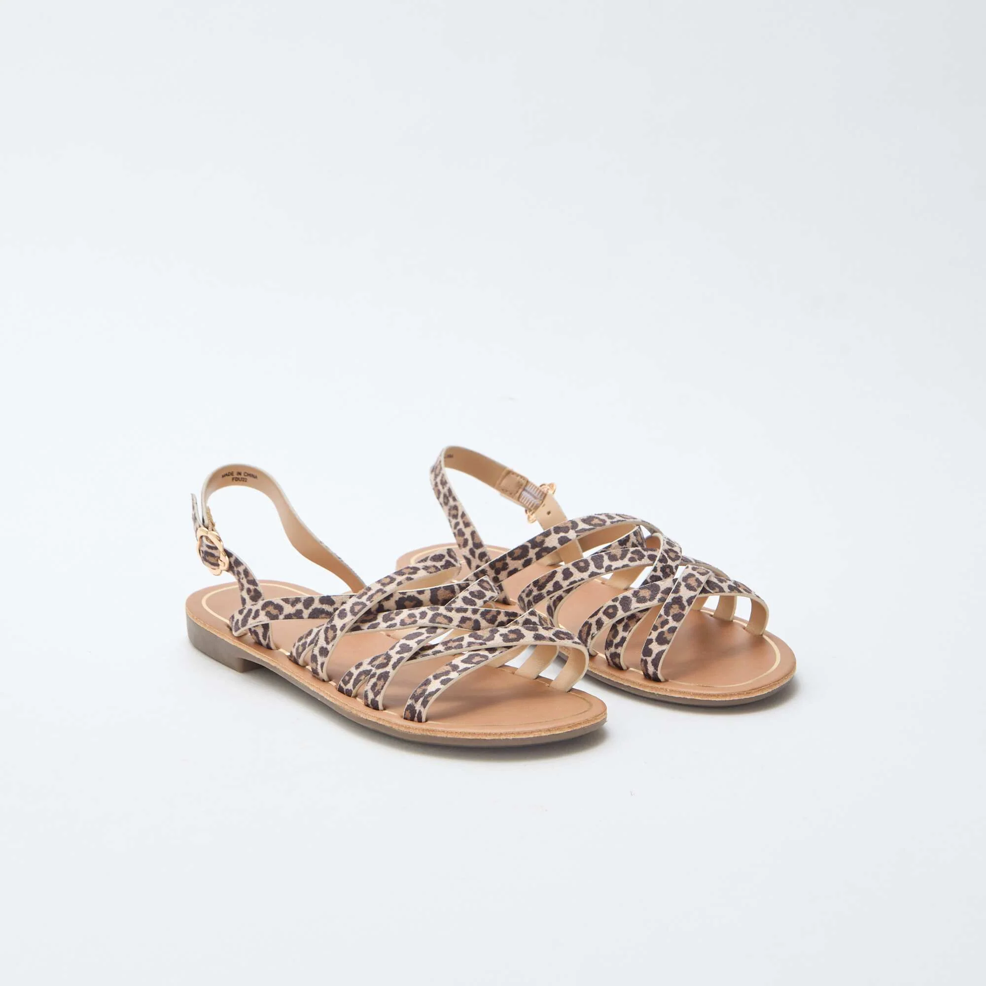 Sandales avec brides motif 'léopard' BROWN