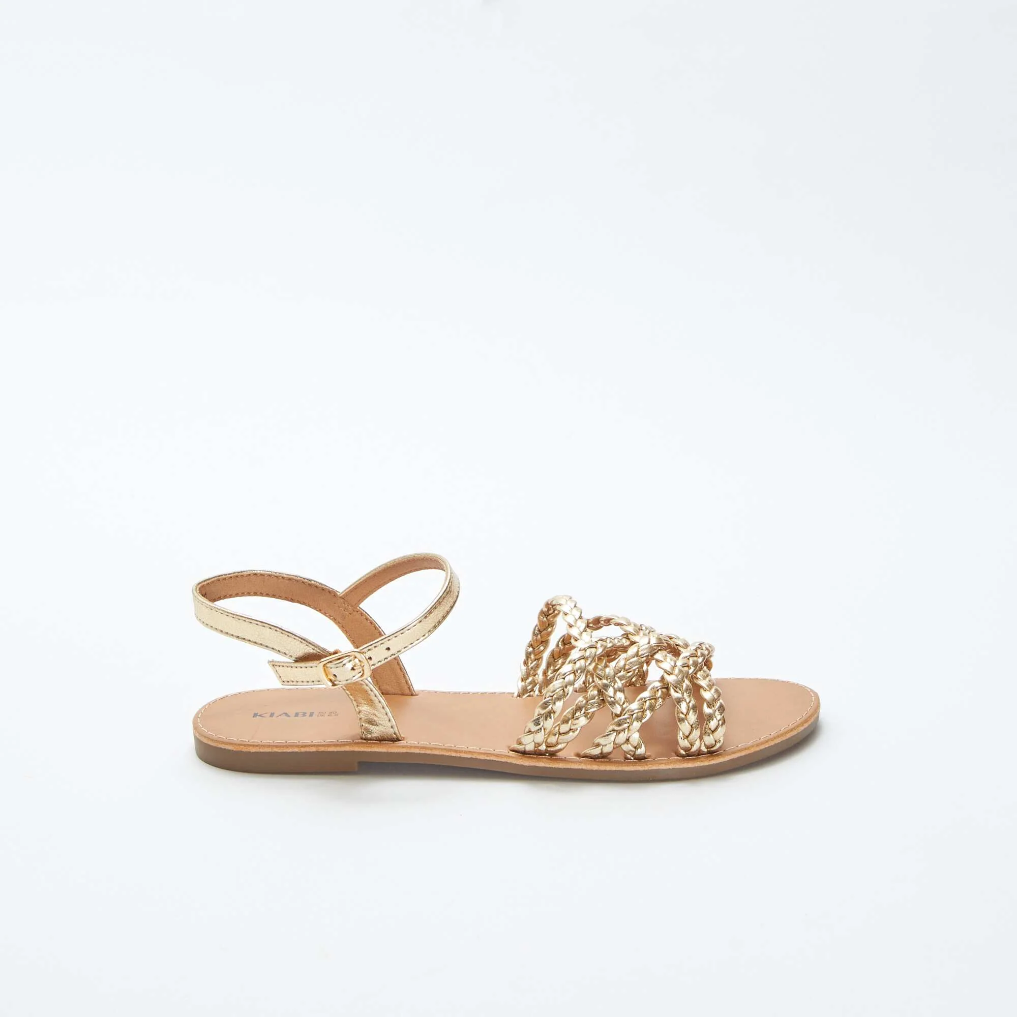 Sandals with crossover braided straps YELLOW - Image 2