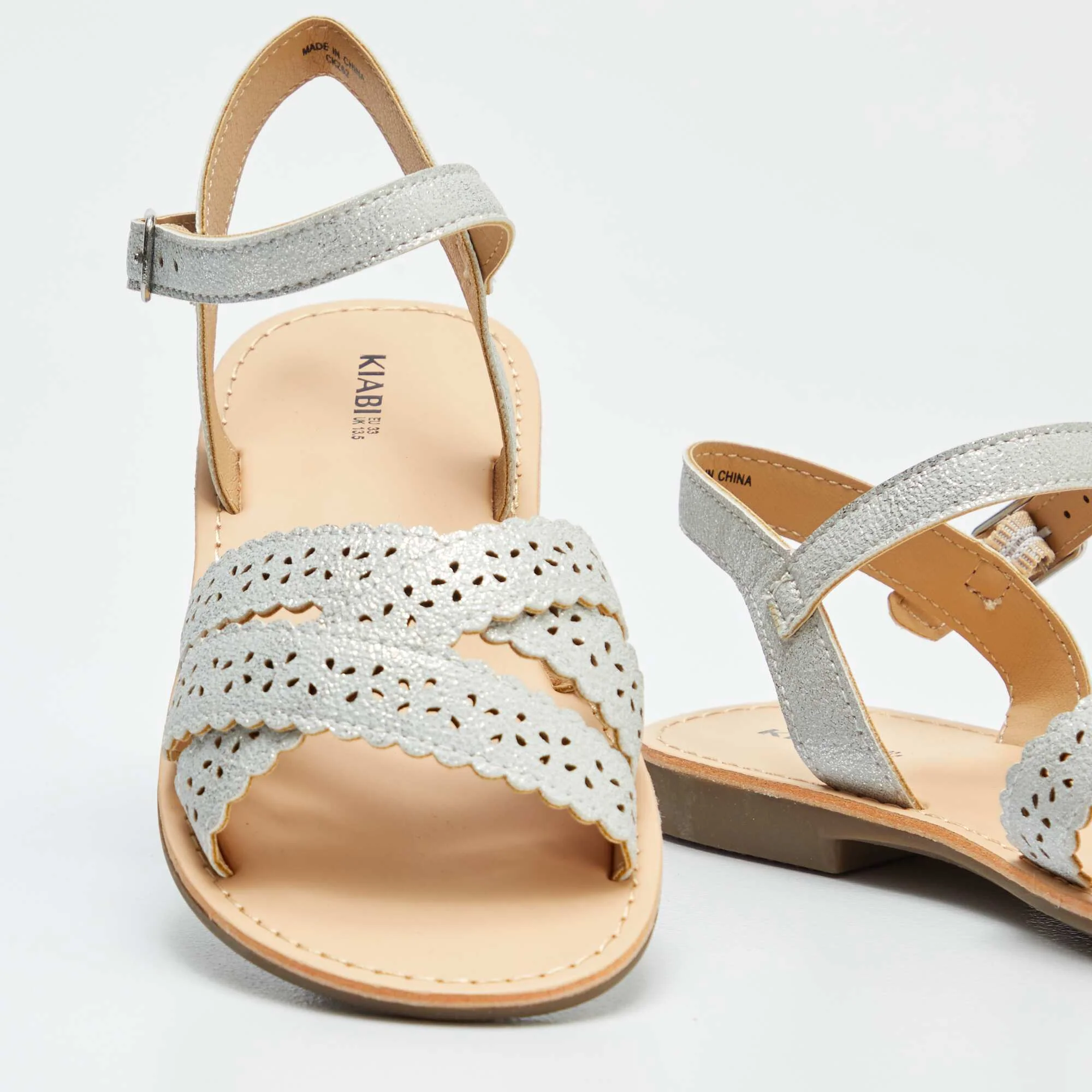 Sandals with openwork straps GREY - Image 6