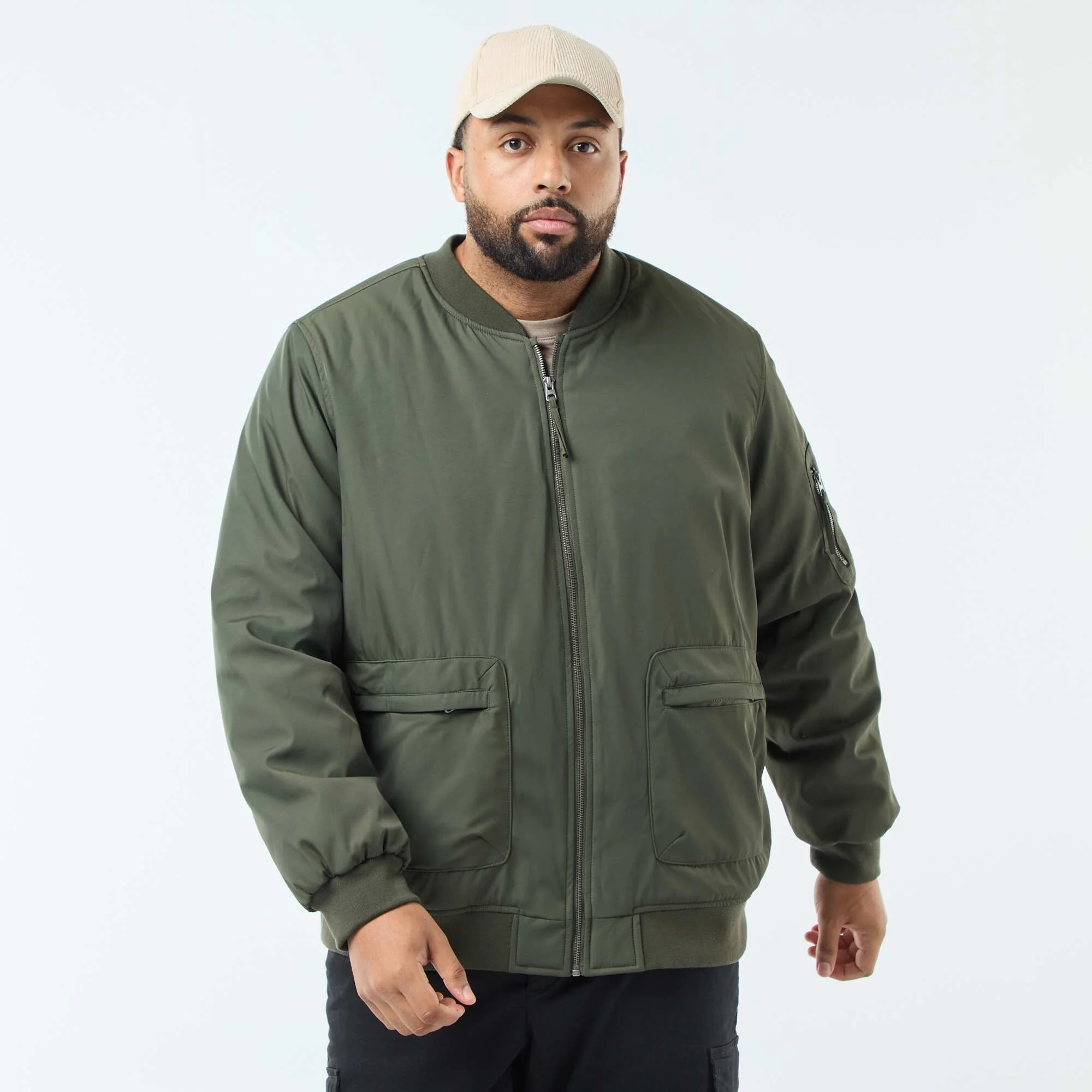 Satin-Effect Aviator Jacket GREEN - Image 3