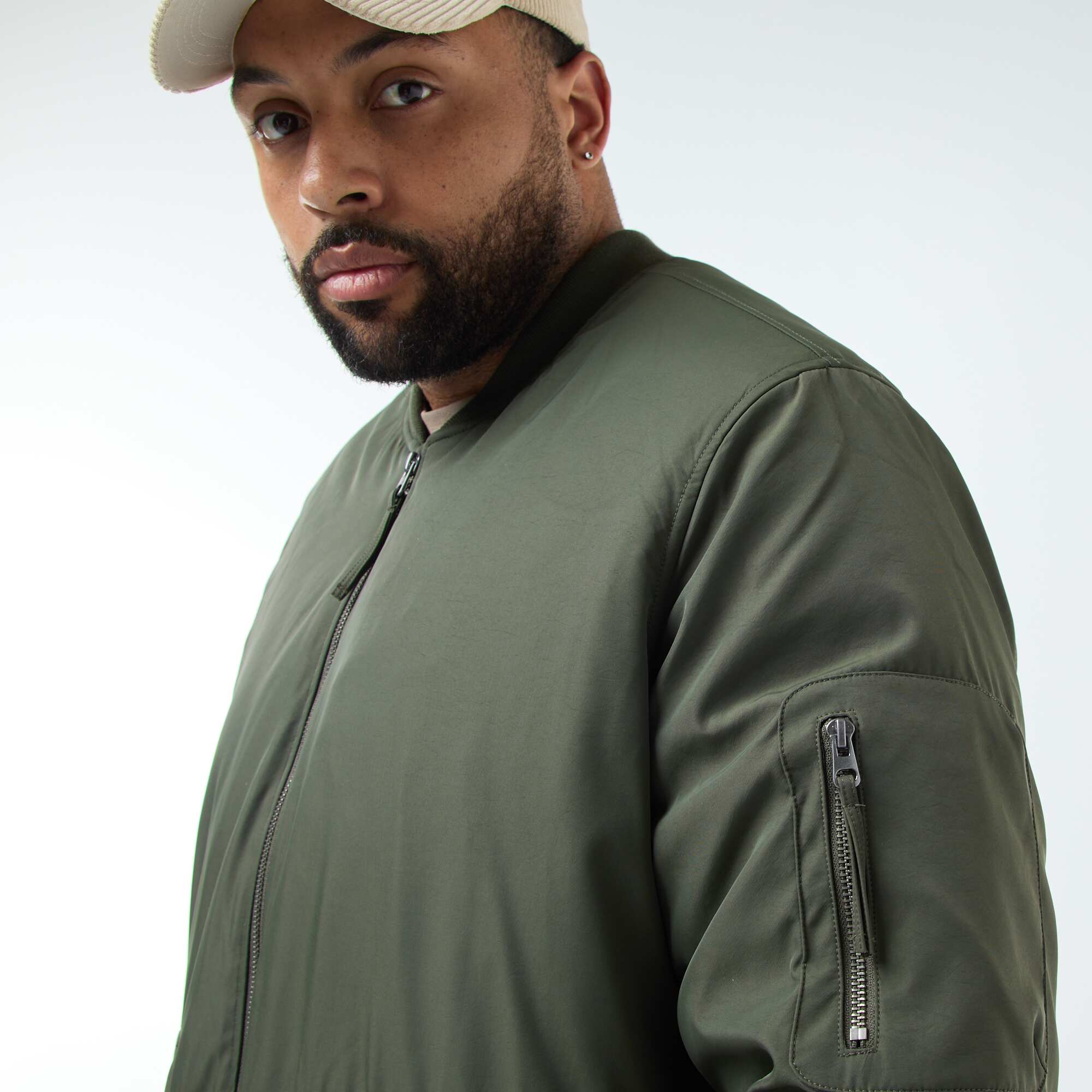 Satin-Effect Aviator Jacket GREEN - Image 4