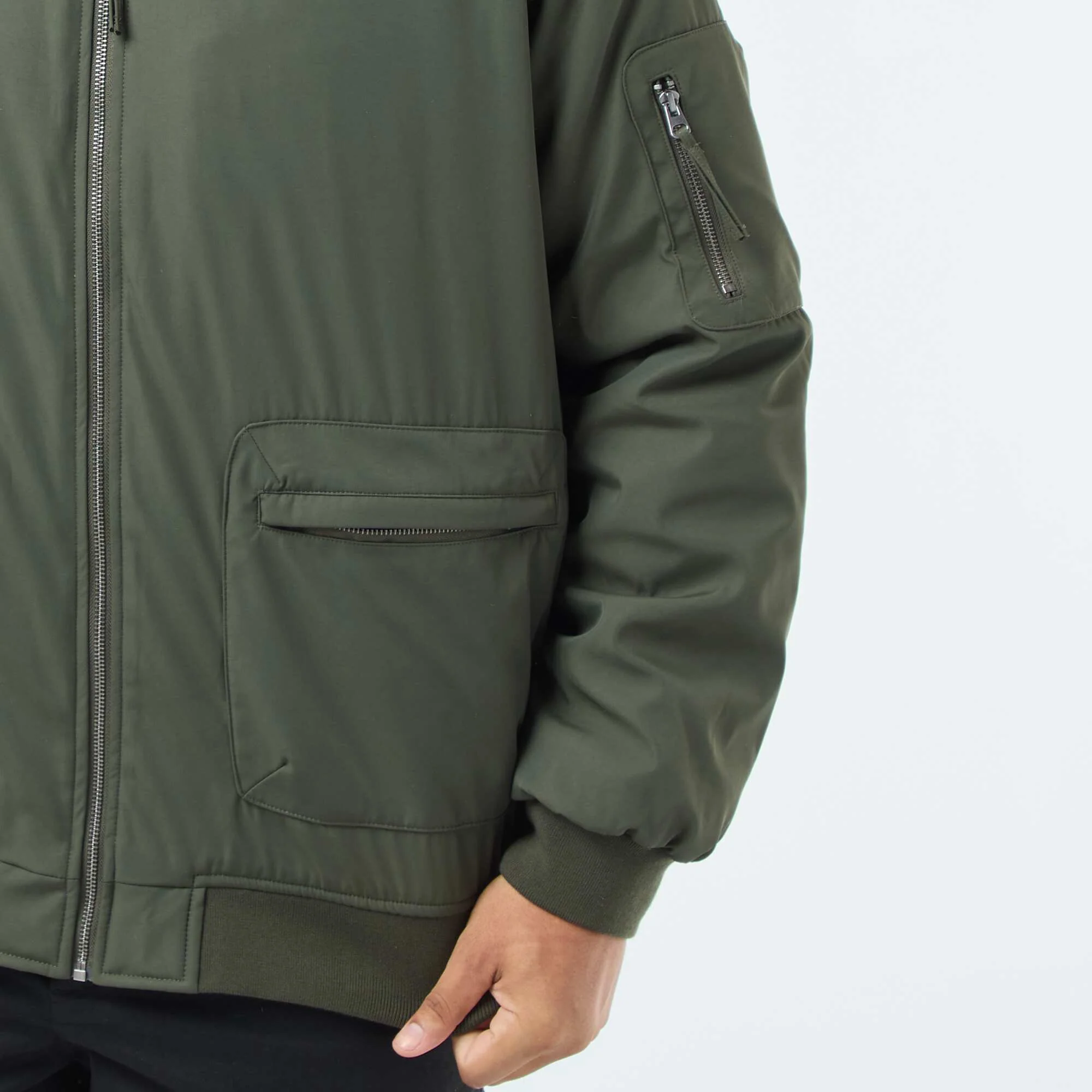 Satin-Effect Aviator Jacket GREEN - Image 7