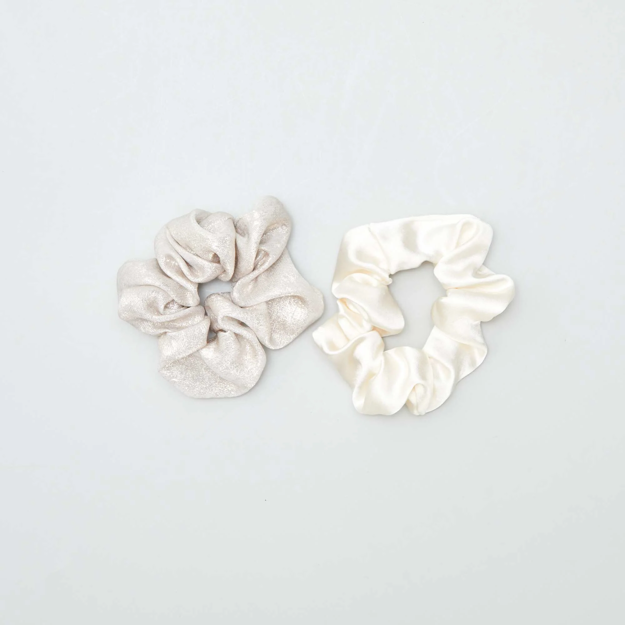 Satin-effect scrunchies - pack of 2 BROWN