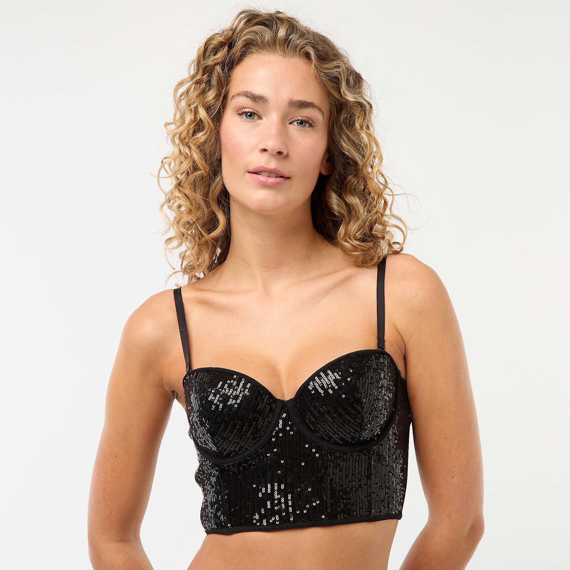 Sequin Bustier Bra BLACK