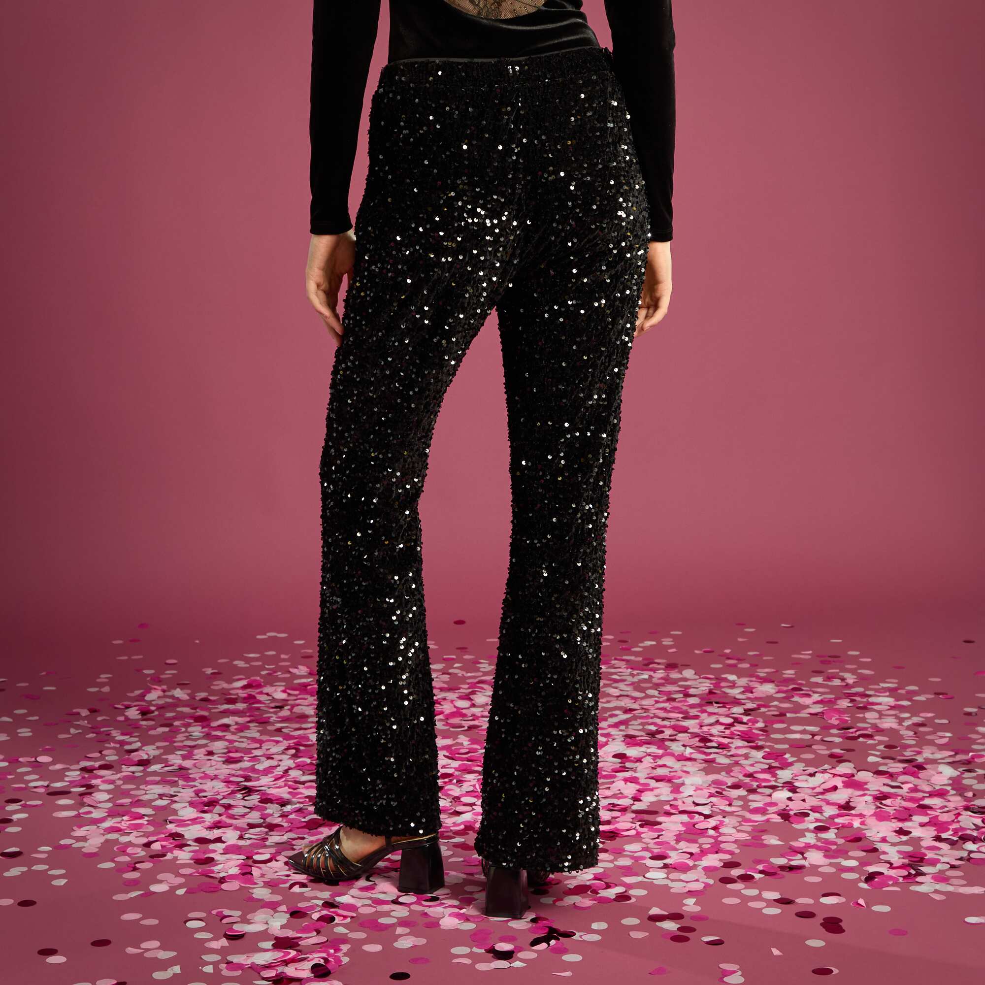 Sequin Flare Pants BLACK - Image 4