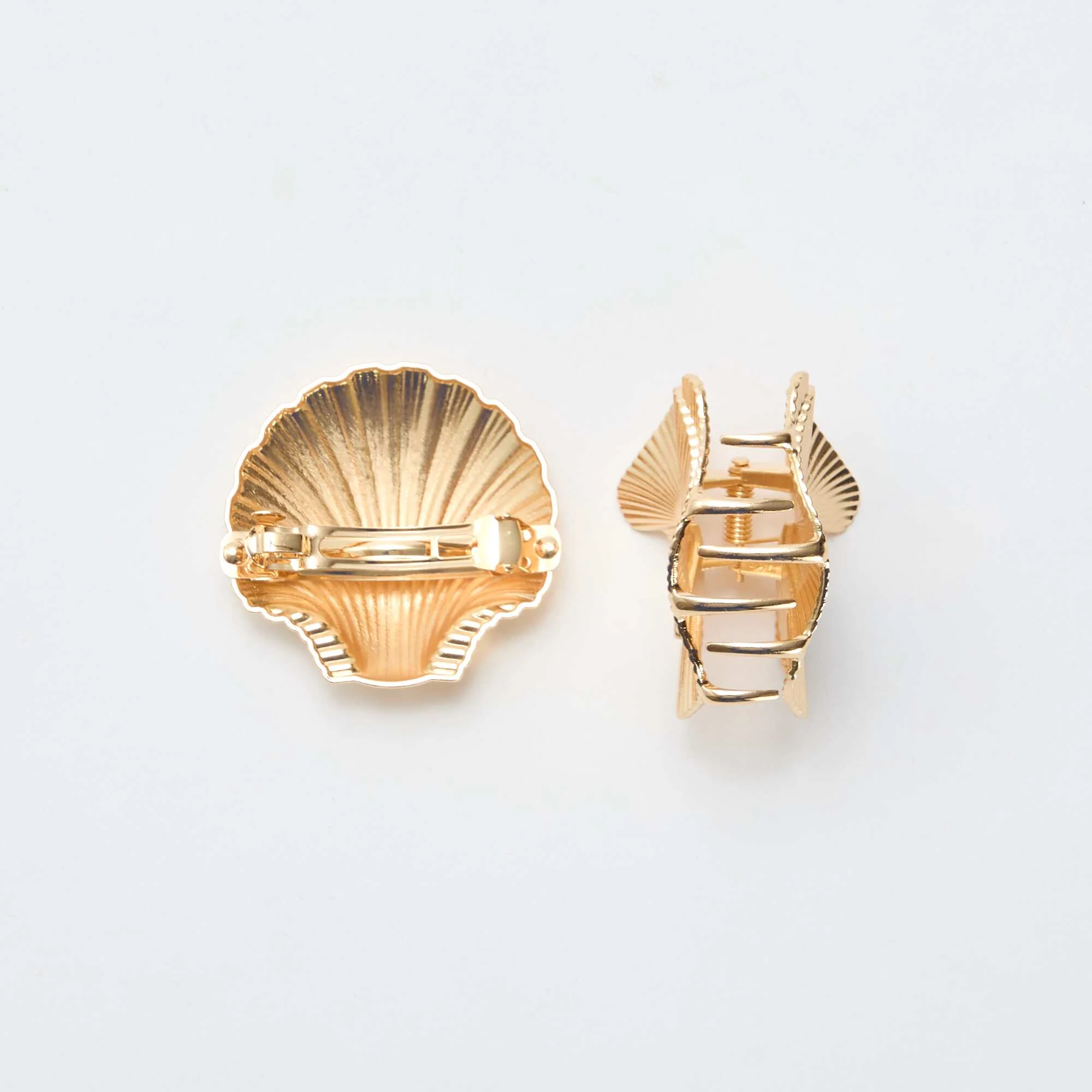 Set of 2 Gold-Tone Decorative Hair Clips YELLOW - Image 3
