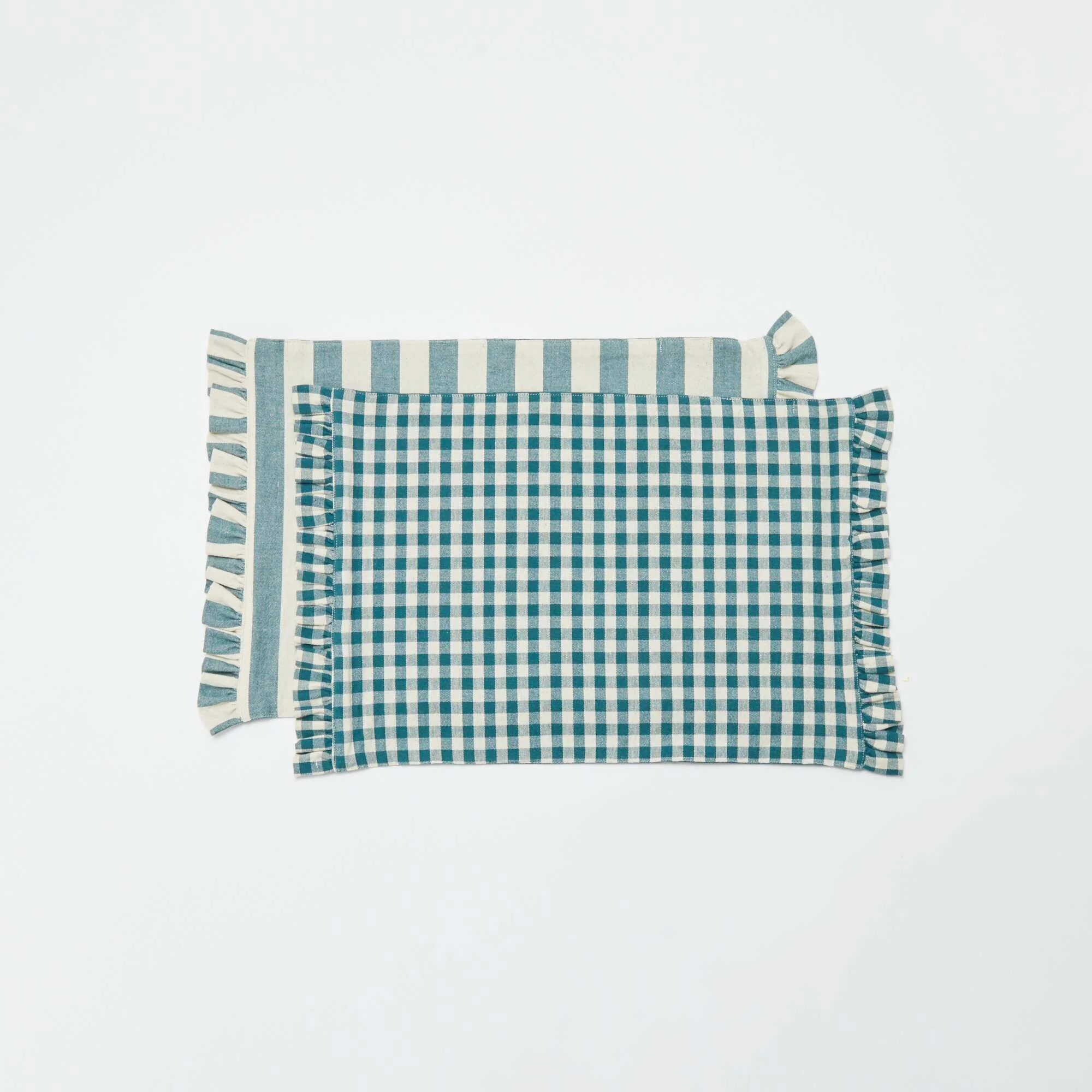 Set of 2 Placemats (32x45 cm) with Ruffled Edges BLUE