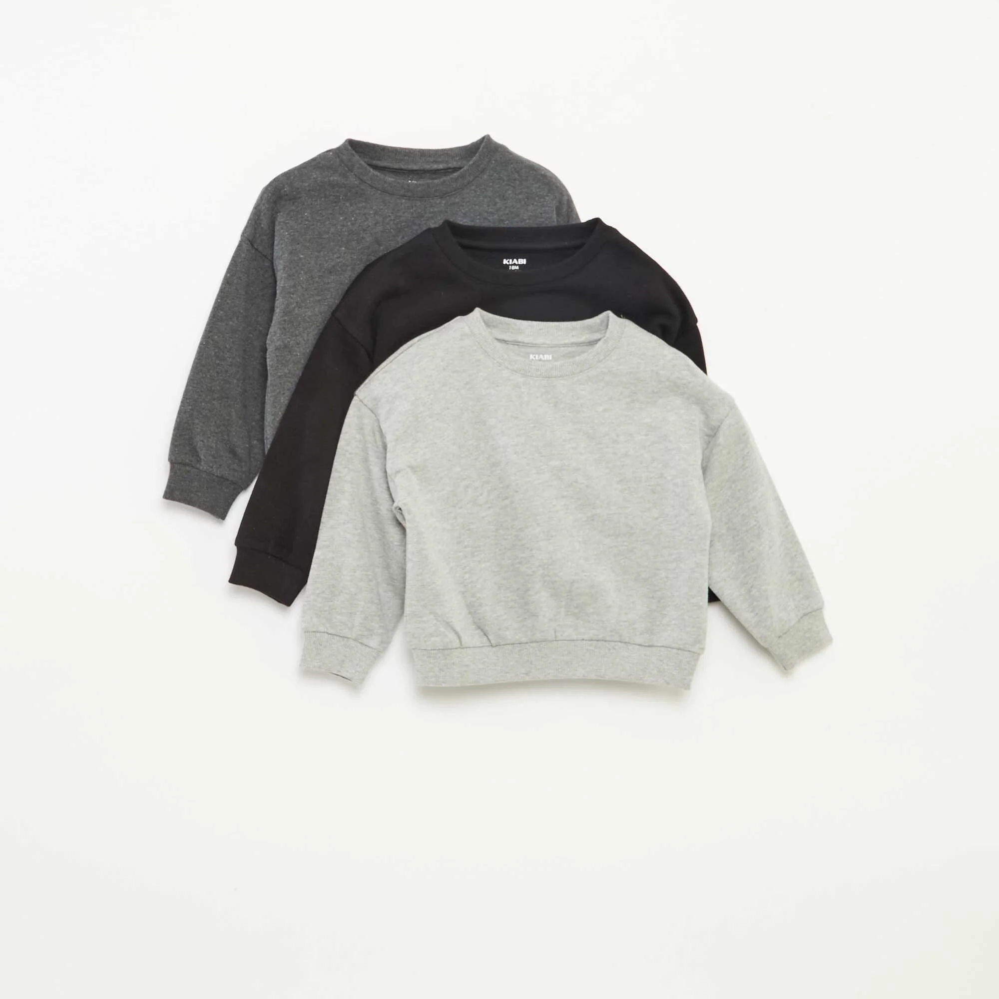 Set of 3 plain lightweight sweatshirts - 3-piece set GREY