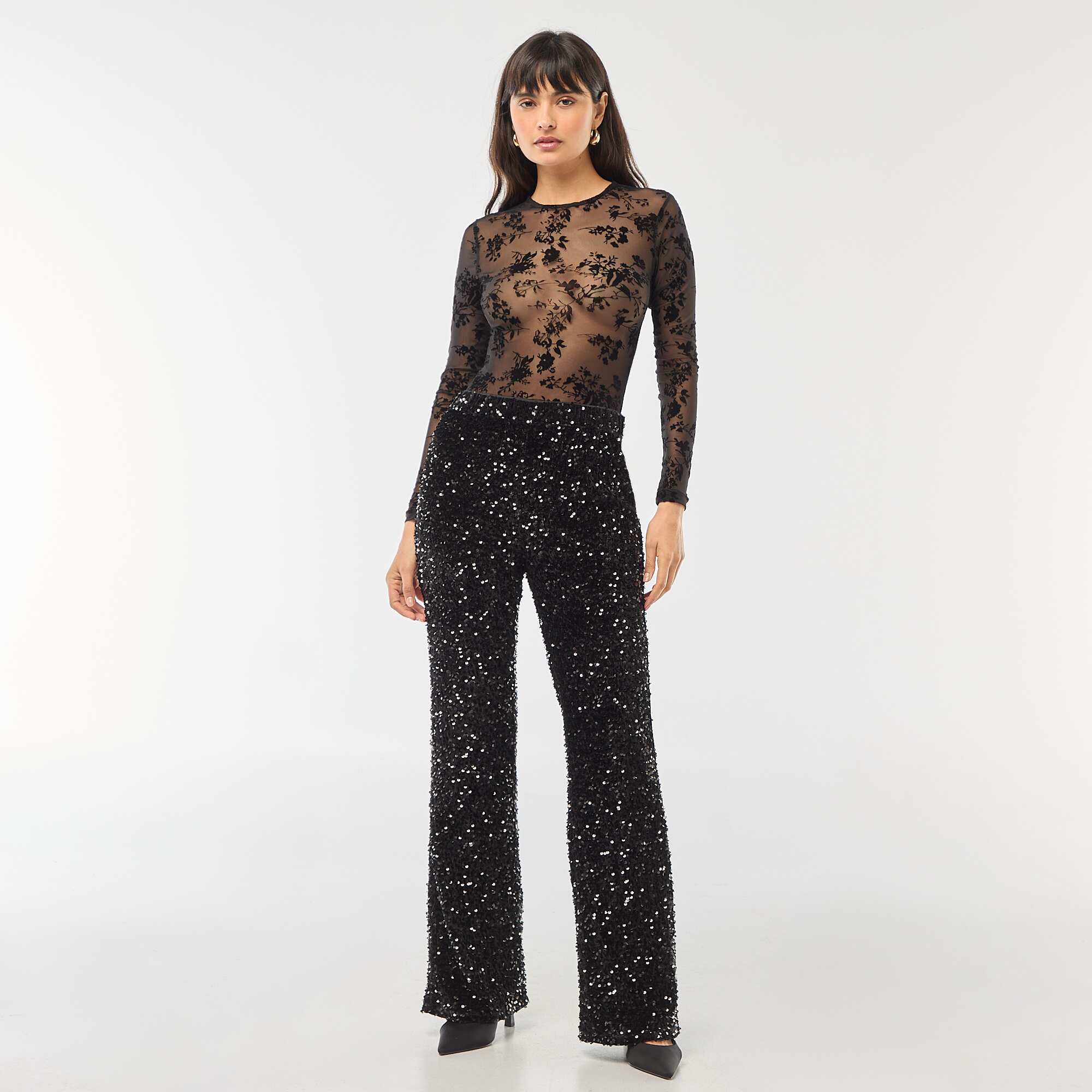 Sheer Velvet Floral Body BLACK - Image 4