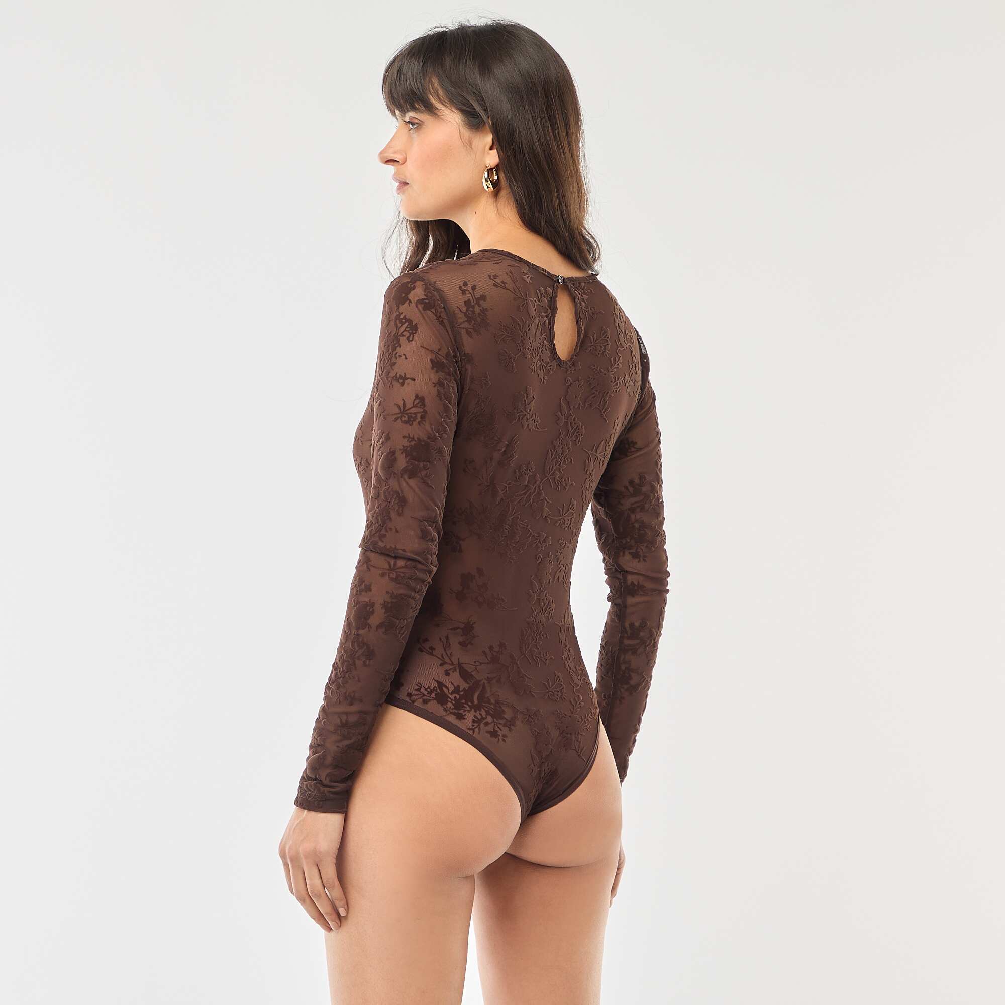 Sheer Velvet Floral Body BROWN - Image 3