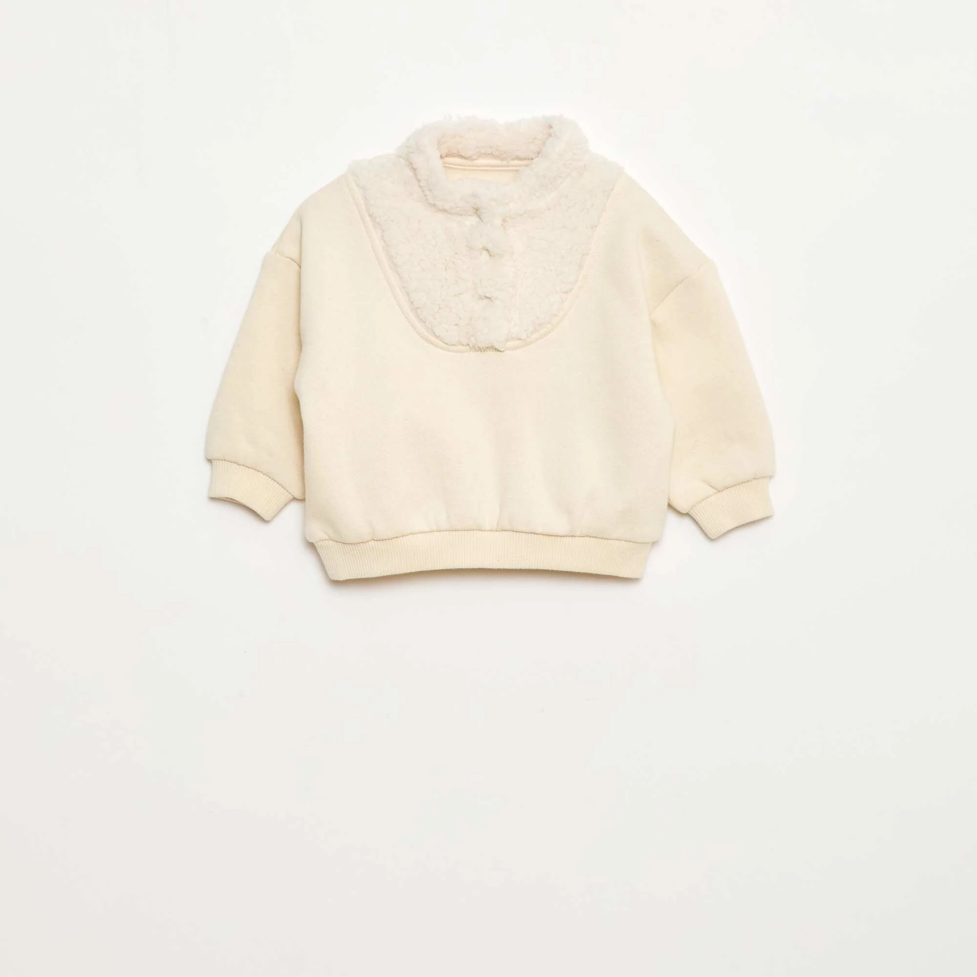 Sherpa-Effect High-Neck Sweatshirt WHITE