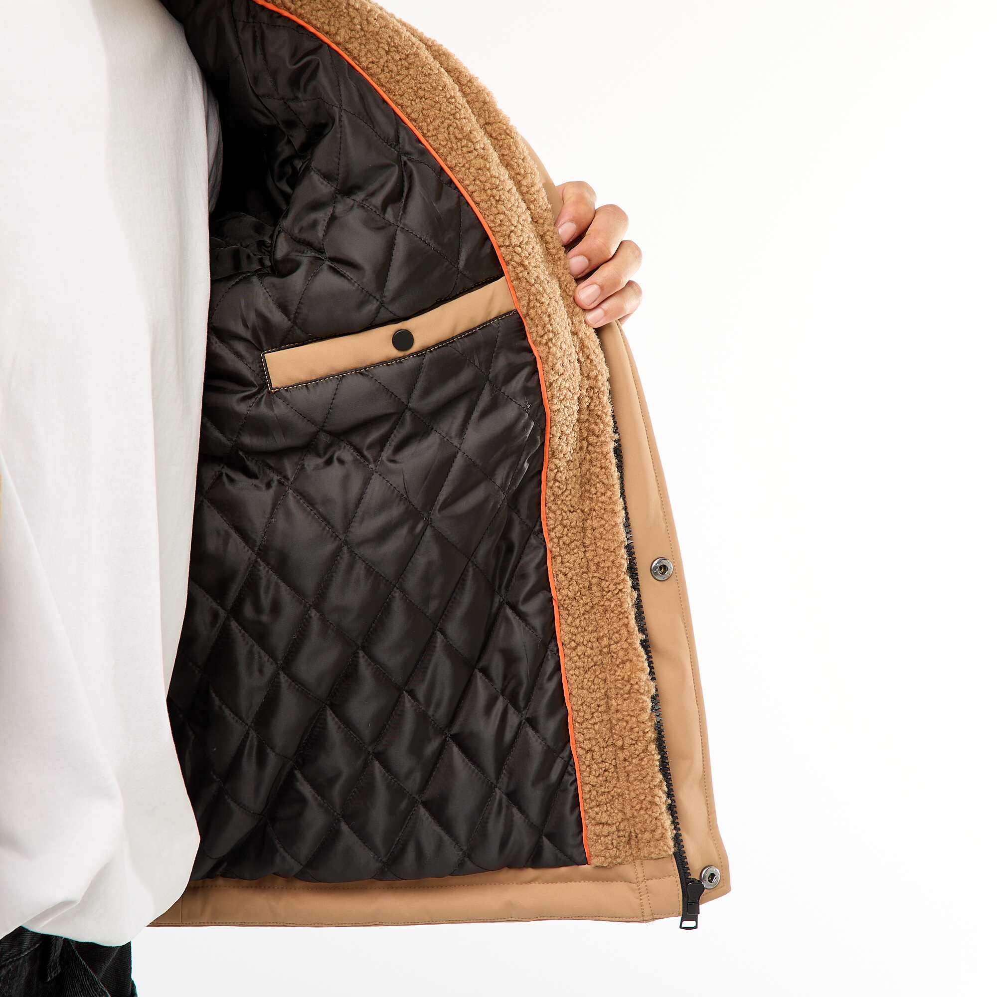Sherpa Effect Hooded Jacket BEIGE - Image 4