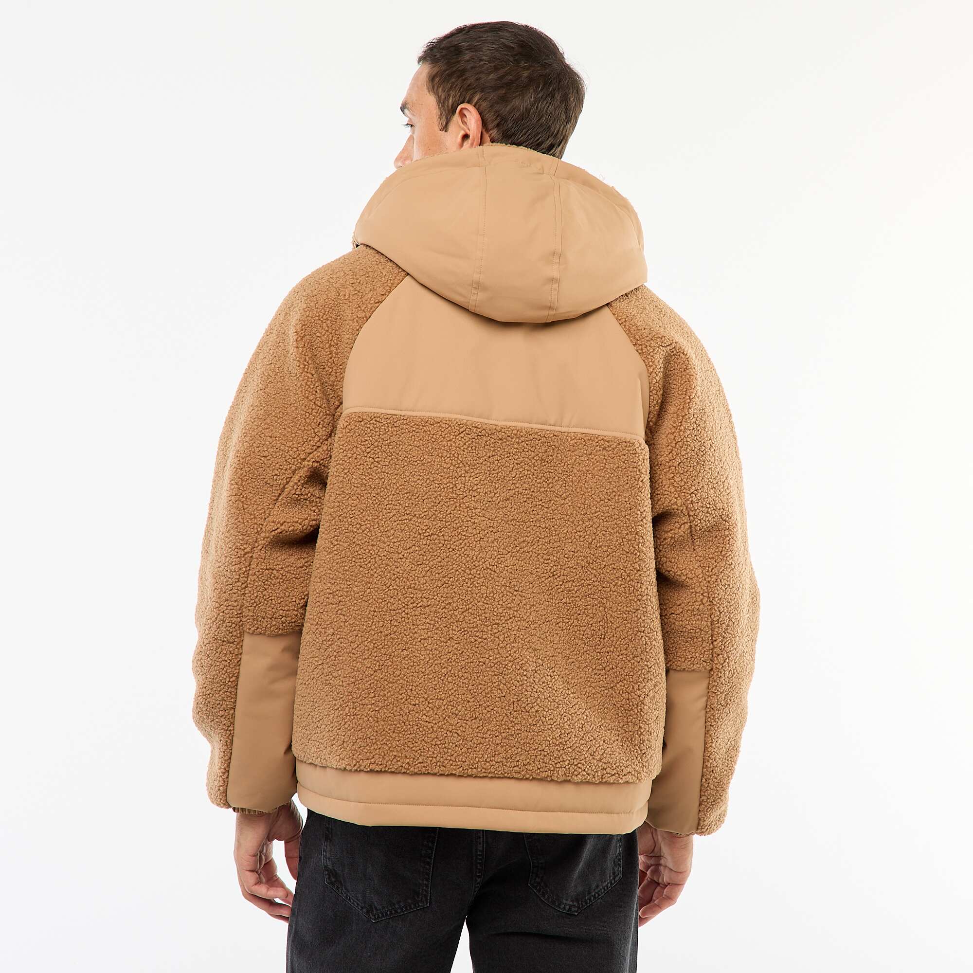 Sherpa Effect Hooded Jacket BEIGE - Image 5