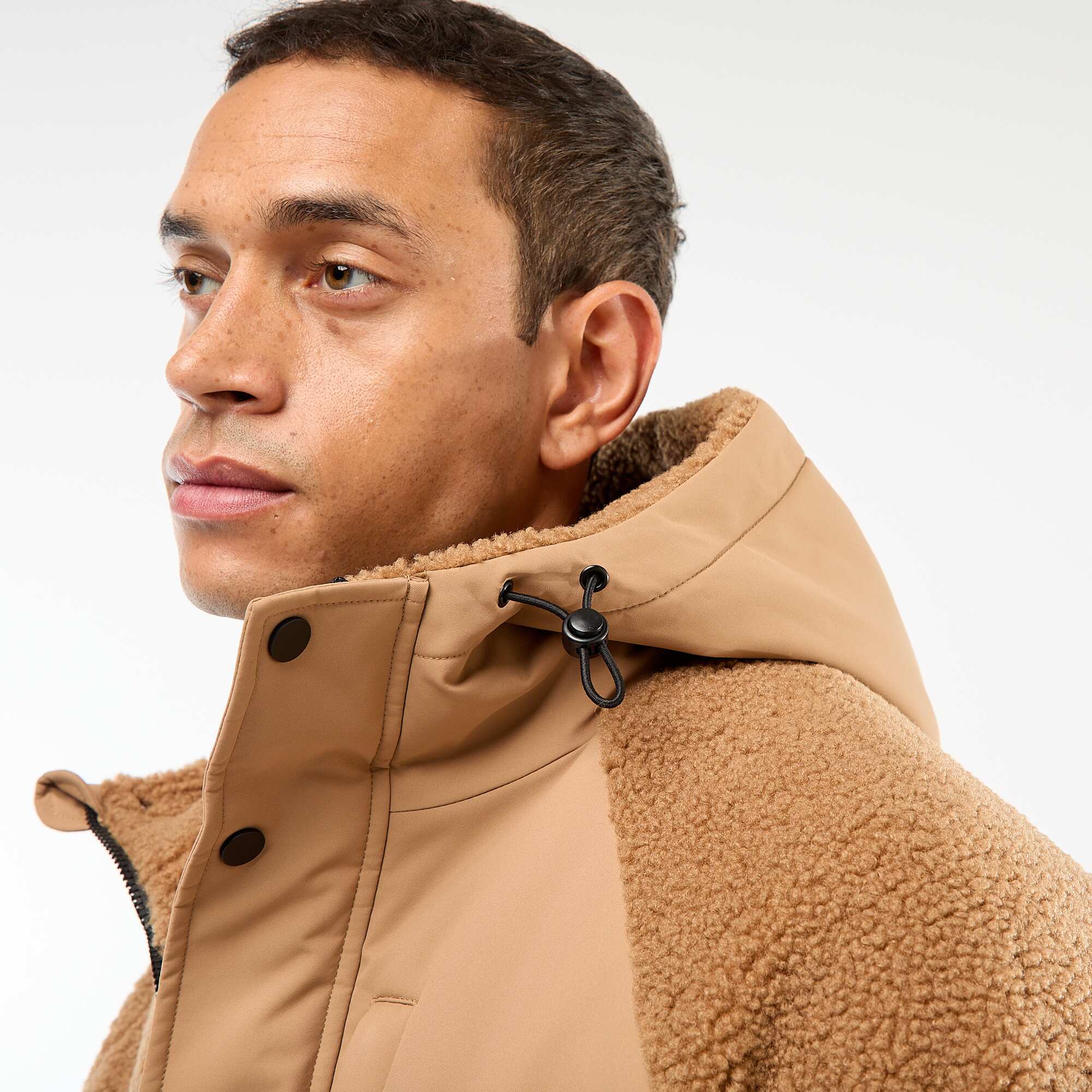 Sherpa Effect Hooded Jacket BEIGE - Image 7