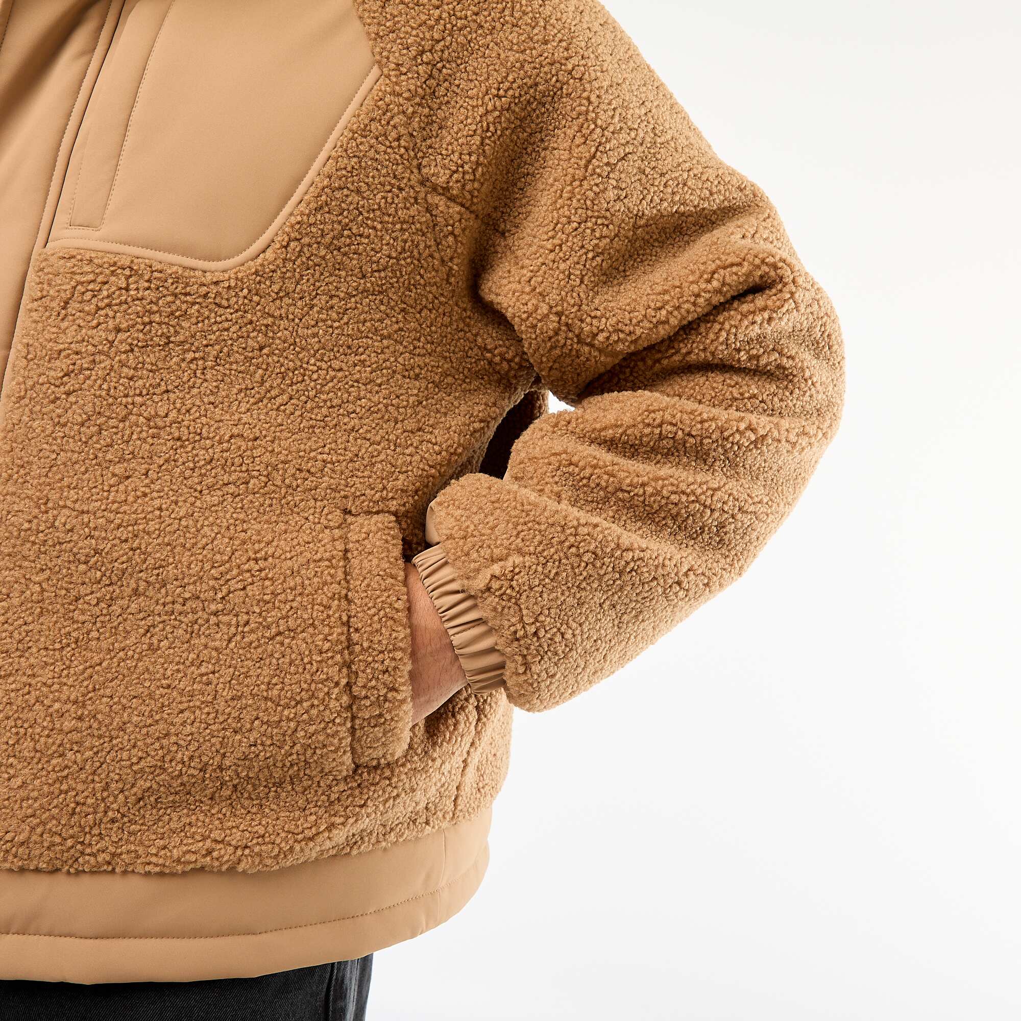 Sherpa Effect Hooded Jacket BEIGE - Image 8