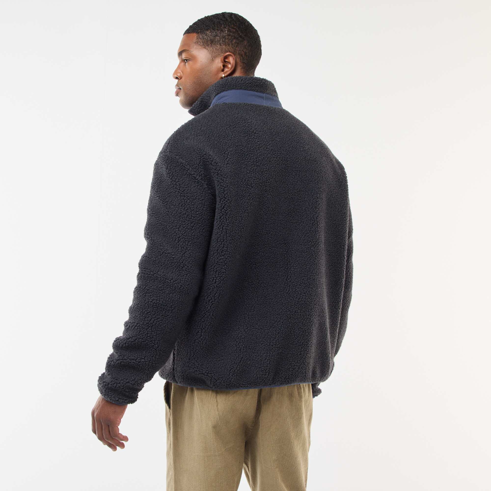 Sherpa Effect Zip-Up Sweatshirt BLACK - Image 4