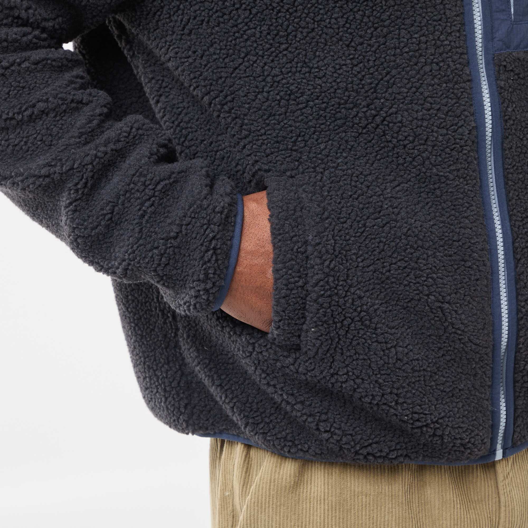 Sherpa Effect Zip-Up Sweatshirt BLACK - Image 7