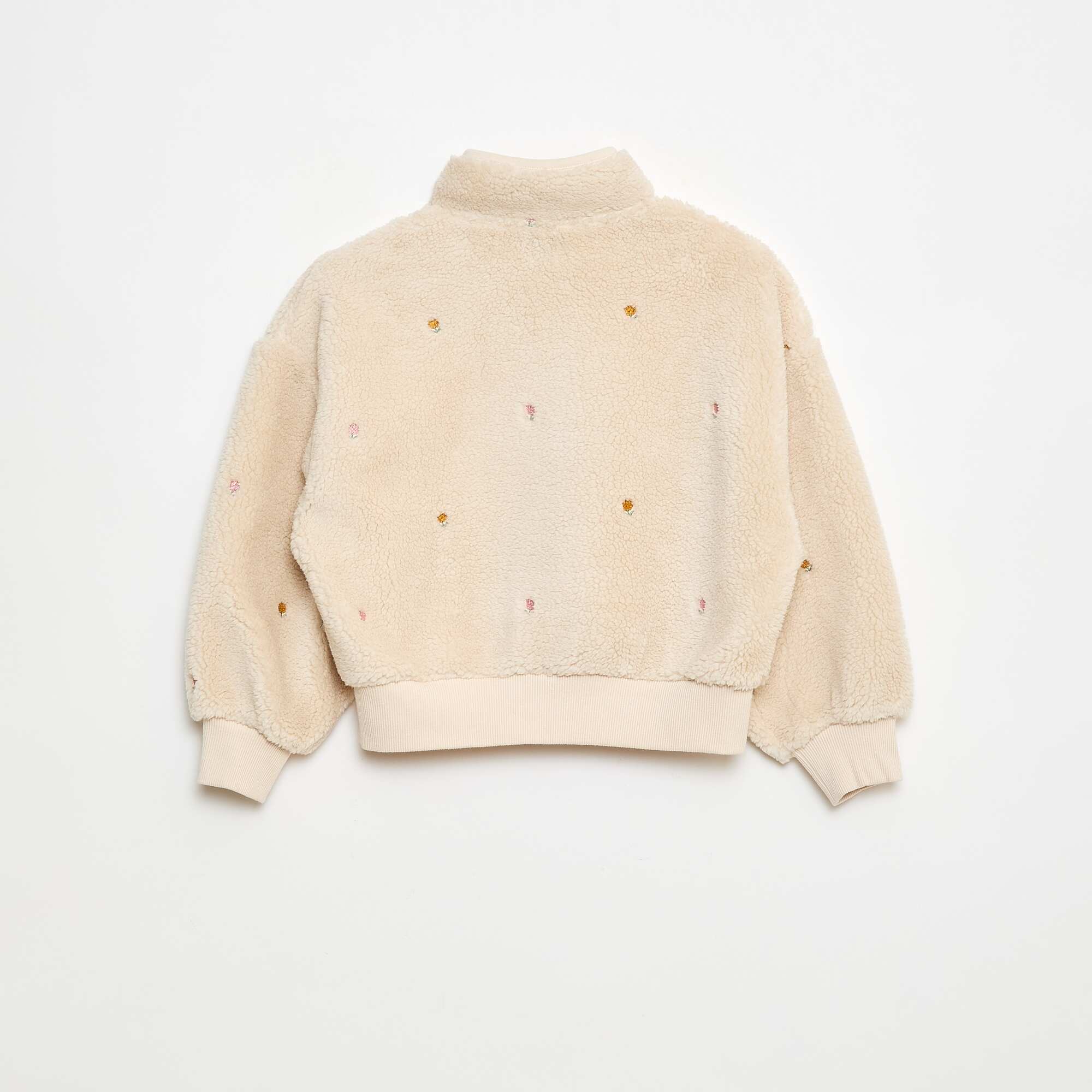 Sherpa Sweatshirt with Embroidery BEIGE - Image 4