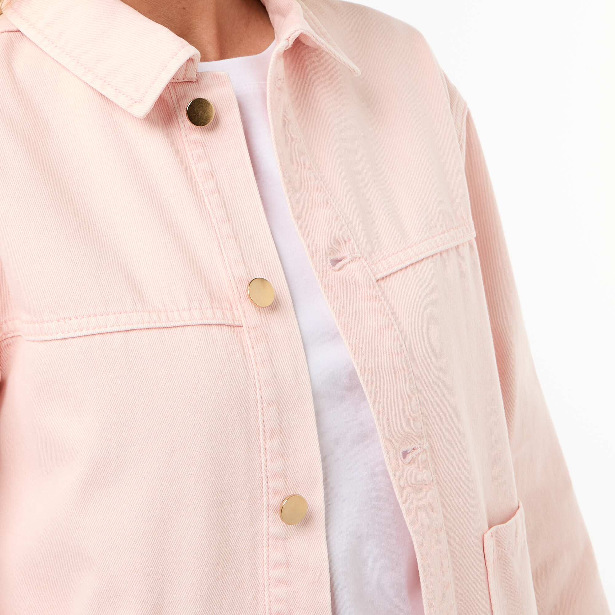 Short Denim Jacket with 2 Patch Pockets PINK - Image 6