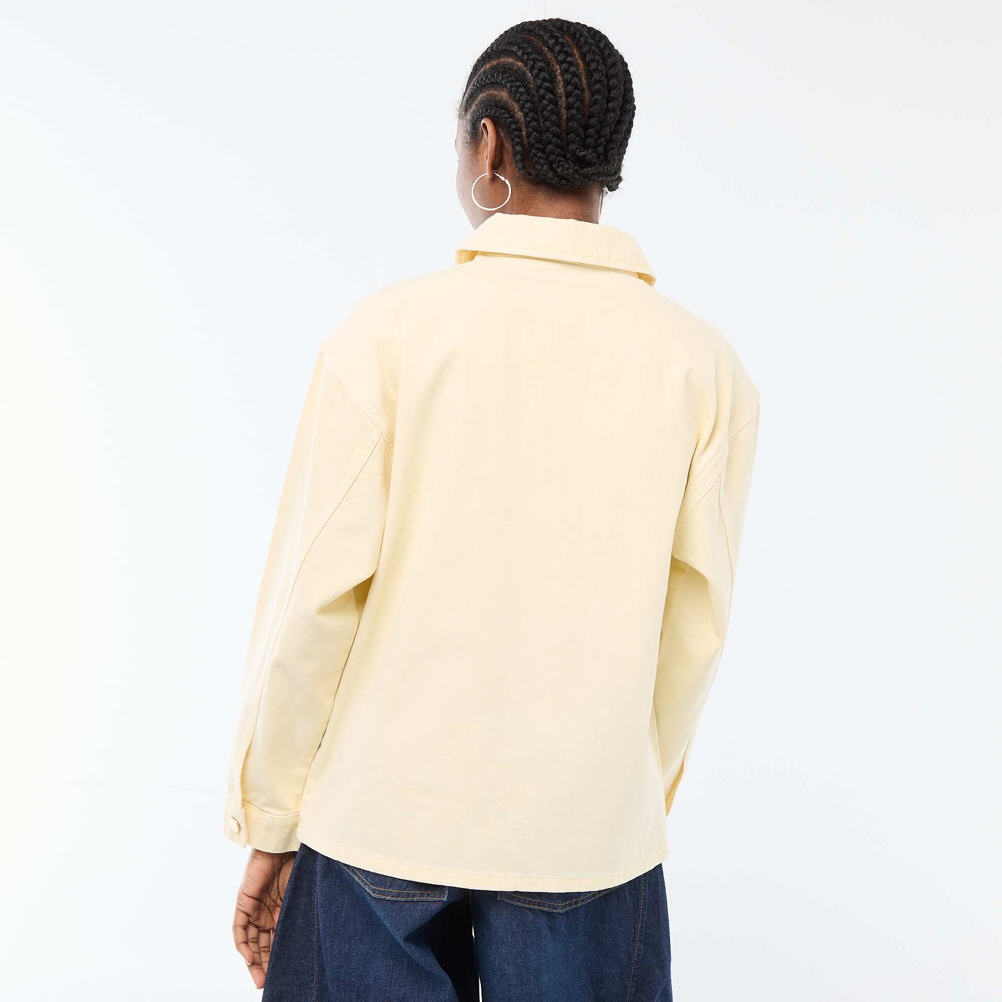 Short Denim Jacket with 2 Patch Pockets YELLOW - Image 5